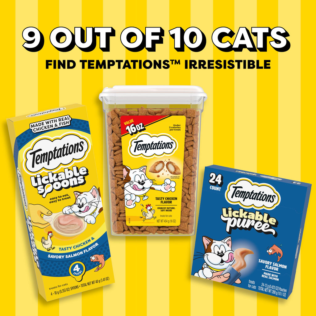 Temptations Classic Crunchy and Soft Cat Treats, Tasty Chicken, 30 oz | Under 2 calories per treat, crunchy outside & soft inside, resealable tub, use as meal or topper, 100% complete & balanced