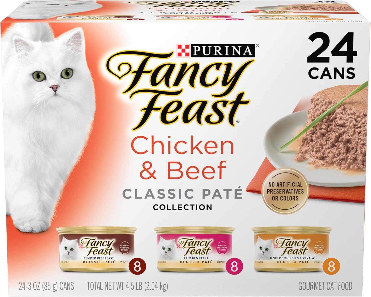 Purina Fancy Feast Gravy Lovers, Poultry & Beef Wet Cat Food, 3oz, 24-Pack | Variety Pack, grilled gourmet texture made with no artificial colors or preservatives, 100 percent complete and balanced