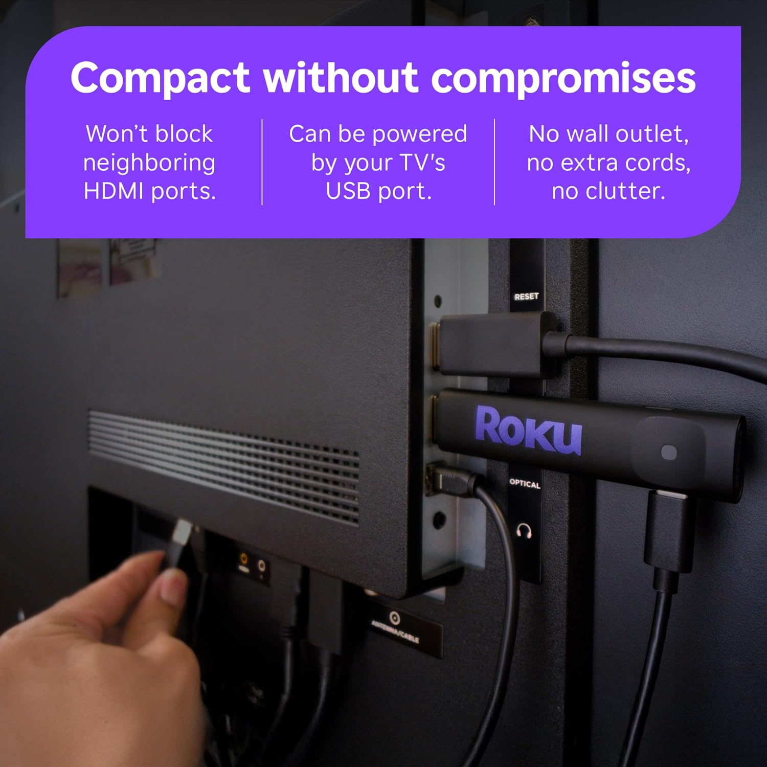 Roku Streaming Stick HD with Voice Remote | Compact 4K Streaming Device for TV with Roku Voice Remote & Long-Range Wi-Fi - Free & Live Local News, Sports