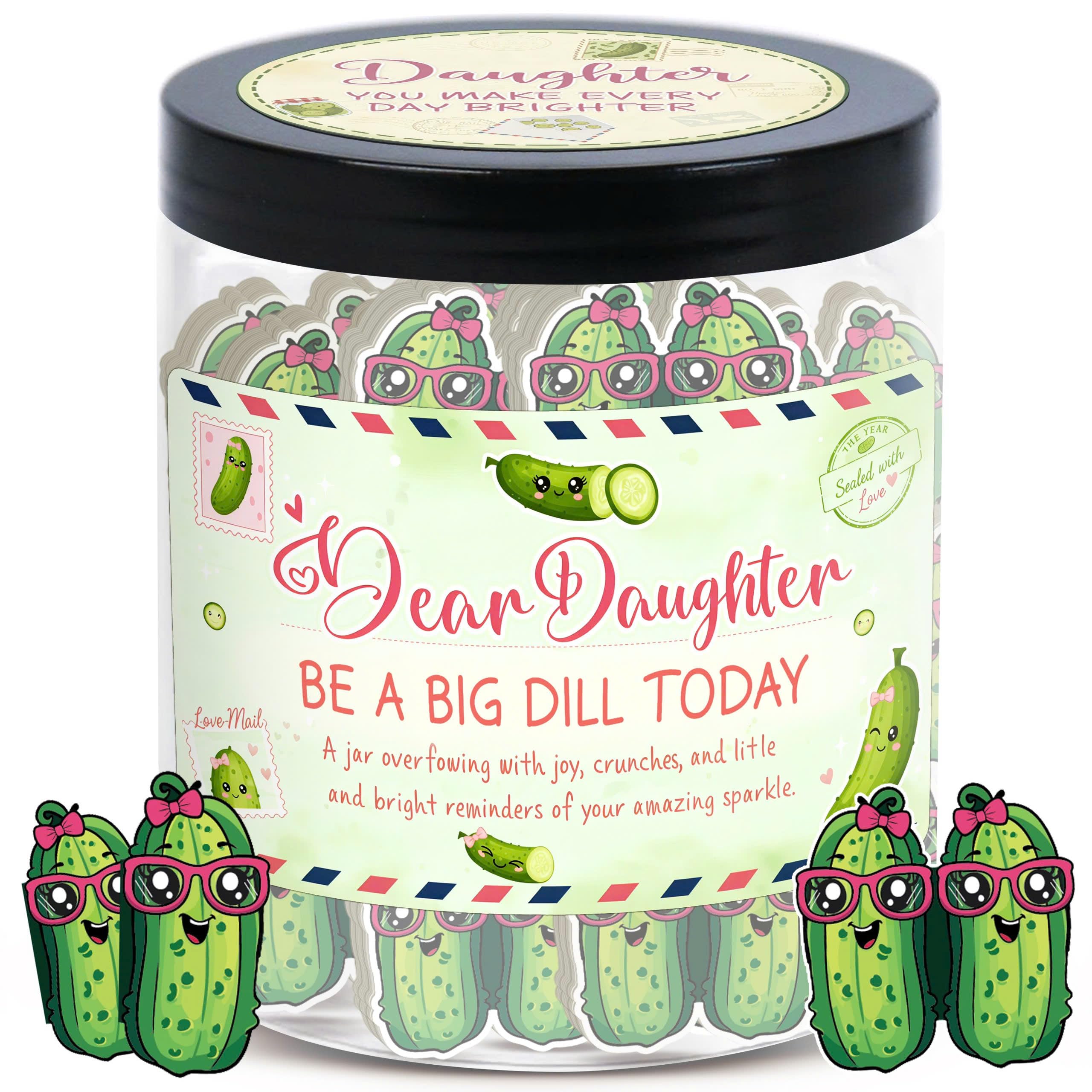 DEARMINE 60 Positive Pickle Cards Jar, Birthday Gifts for Women, Teens, Adults, Back to School Gift, White Elephant Gifts, Stocking Stuffers, Teen Girl Gifts Trendy Stuff