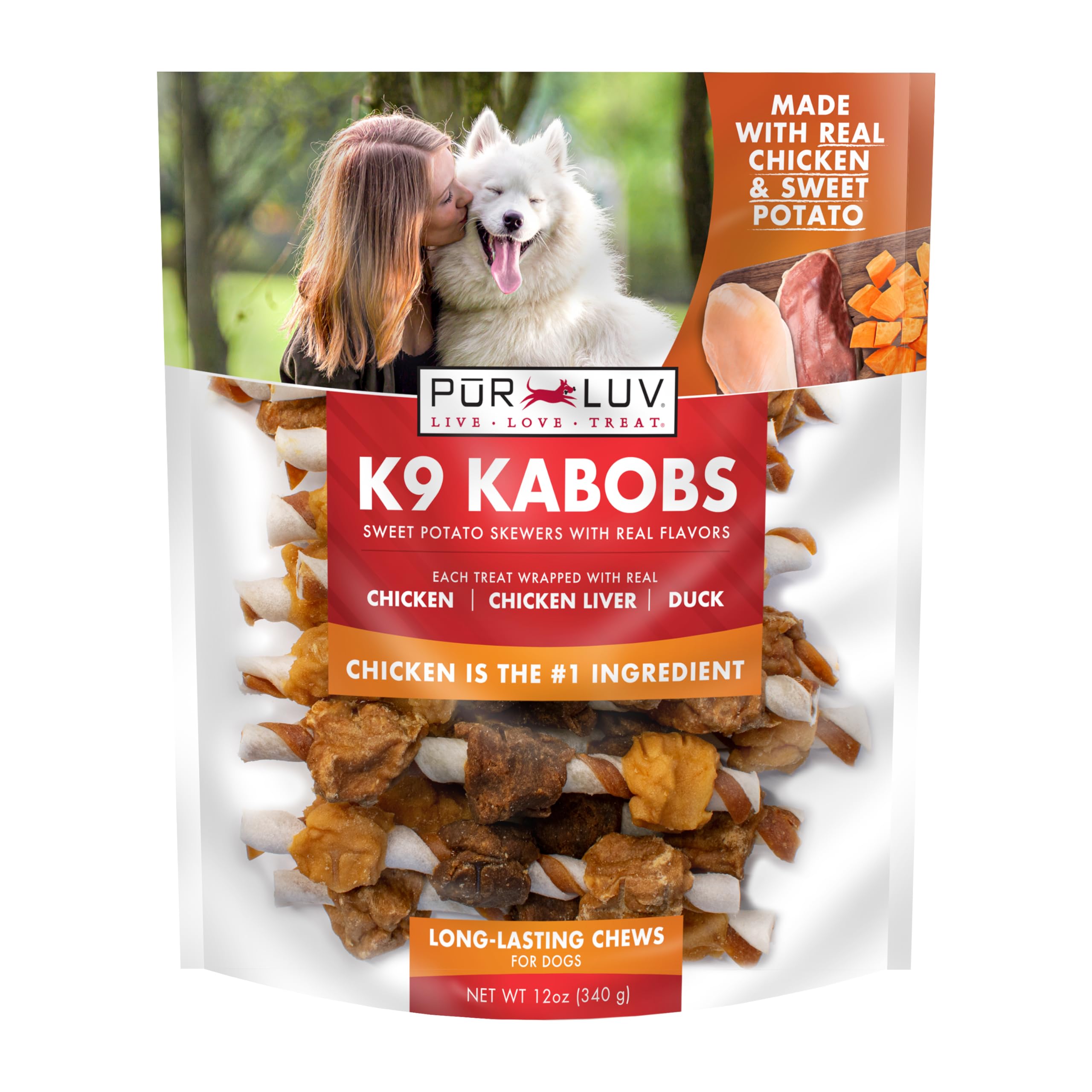 Pur Luv Chicken Wrapped Sweet Potato Dog Treats, Rawhide Free Jerky Wraps, Made with Real Chicken, 16 Oz, Healthy, Easily Digestible, Long Lasting, High Protein Treat, Satisfies Dog's Urge to Chew | Rawhide-free, high-protein jerky wrap: real chicken arou