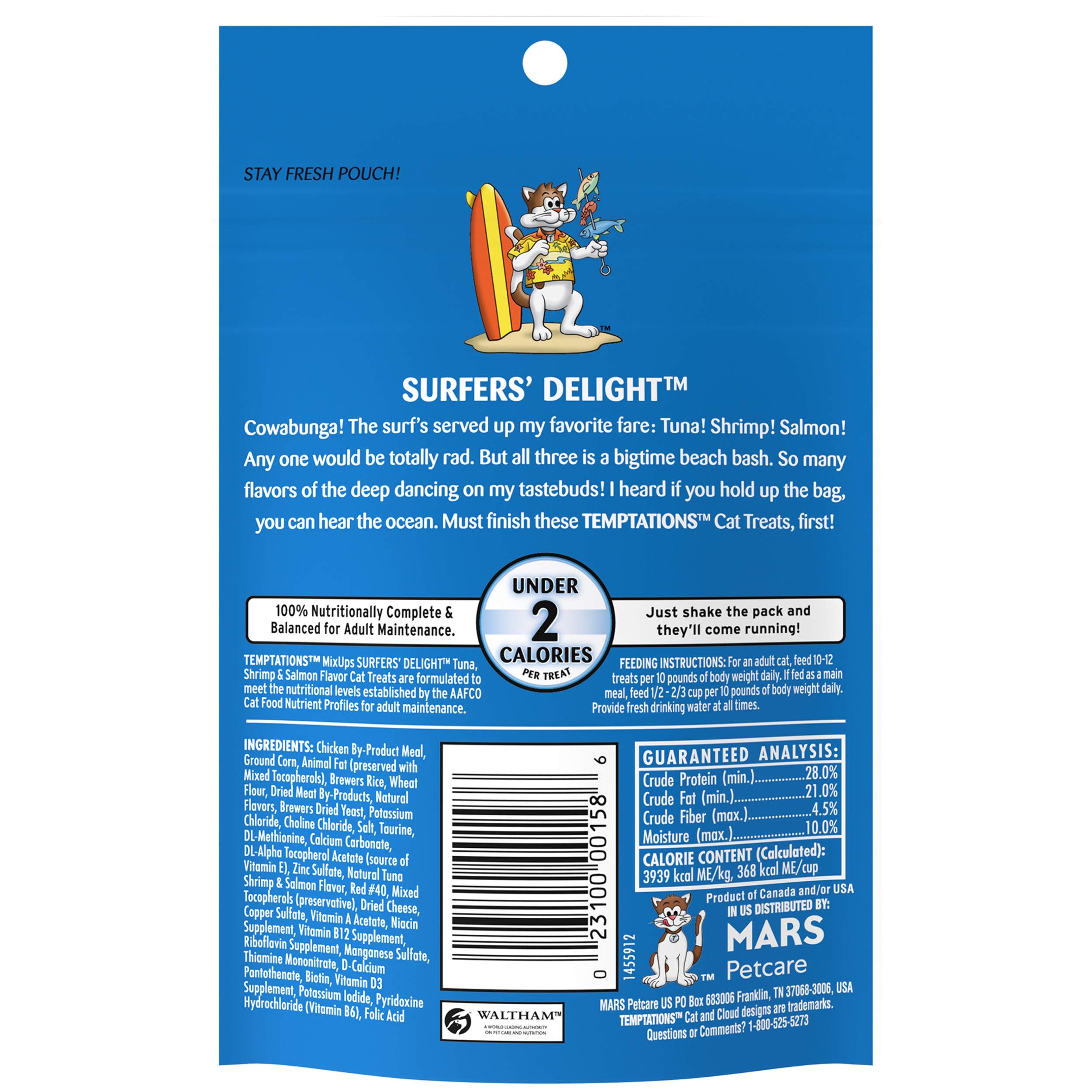 Temptations Classic Crunchy and Soft Cat Treats, Tasty Chicken, 30 oz | Under 2 calories per treat, crunchy outside & soft inside, resealable tub, use as meal or topper, 100% complete & balanced