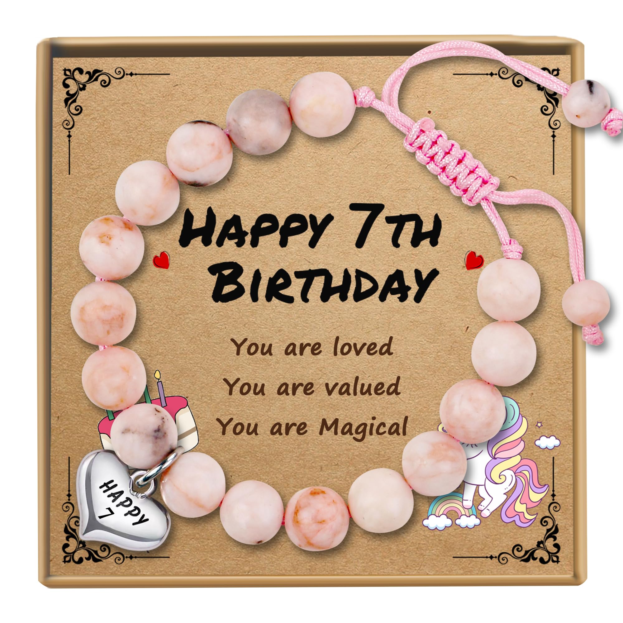 Sereney Birthday Gifts for Girls, 1-16 Year Old Girl Birthday Bracelet Gift | Adjustable Cross Pearl Beaded Bracelet, Happy Birthday Gifts for Daughter Granddaughter Niece, Handmade Link for Happy Bday