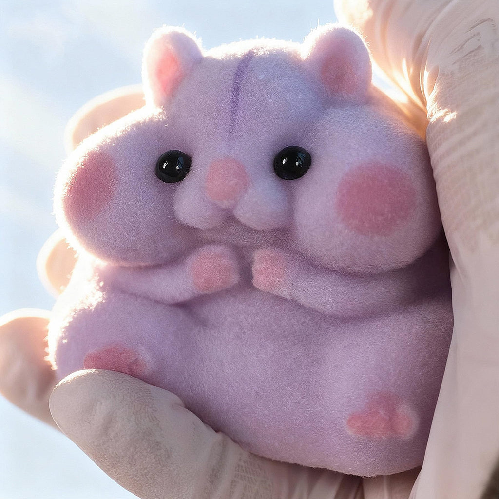 Handmade Taba Squishy Hamster Toy, Cute Squishy Stress Relief Fidget Toy | CUTE SQUEEZE Soft Non-toxic Silicone Butter Cheese Dumpling Squishy, Fuzzy Animal Sensory Toys for Kids Adults, Pink
