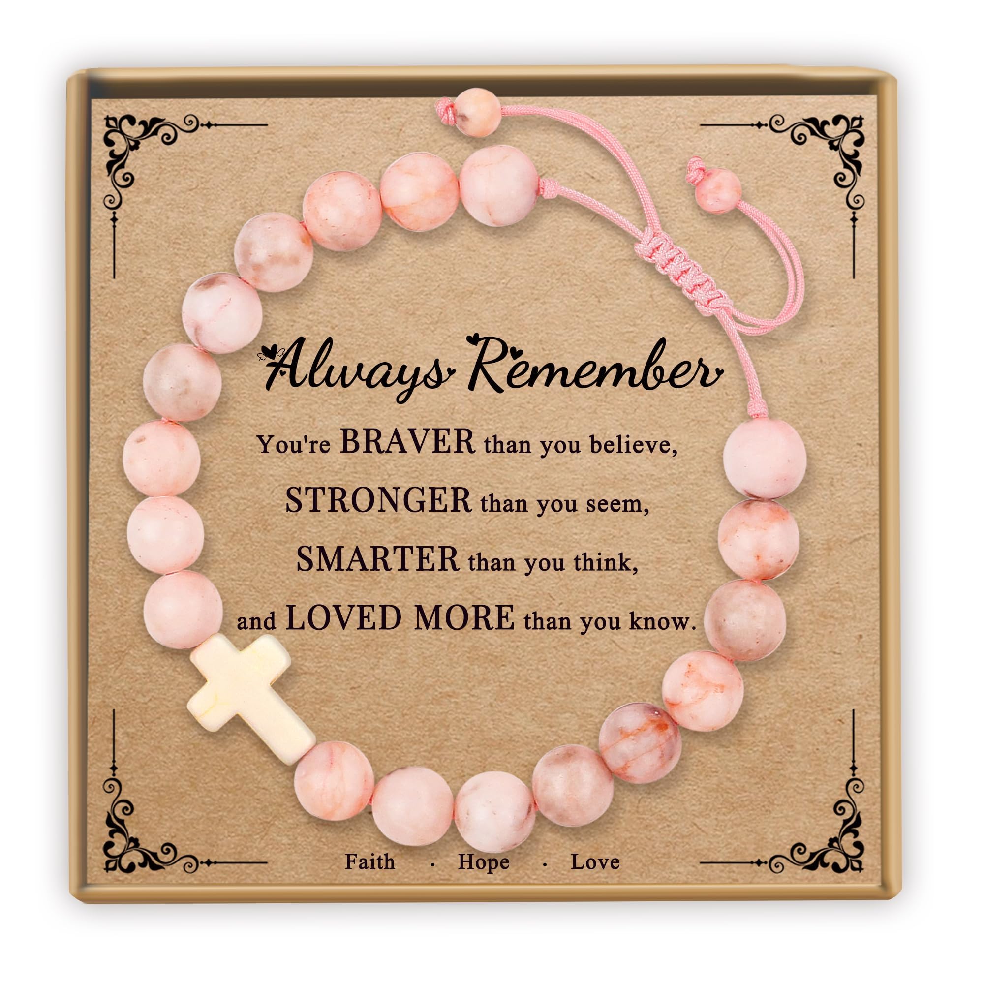 Sereney Birthday Gifts for Girls, 1-16 Year Old Girl Birthday Bracelet Gift | Adjustable Cross Pearl Beaded Bracelet, Happy Birthday Gifts for Daughter Granddaughter Niece, Handmade Link for Happy Bday