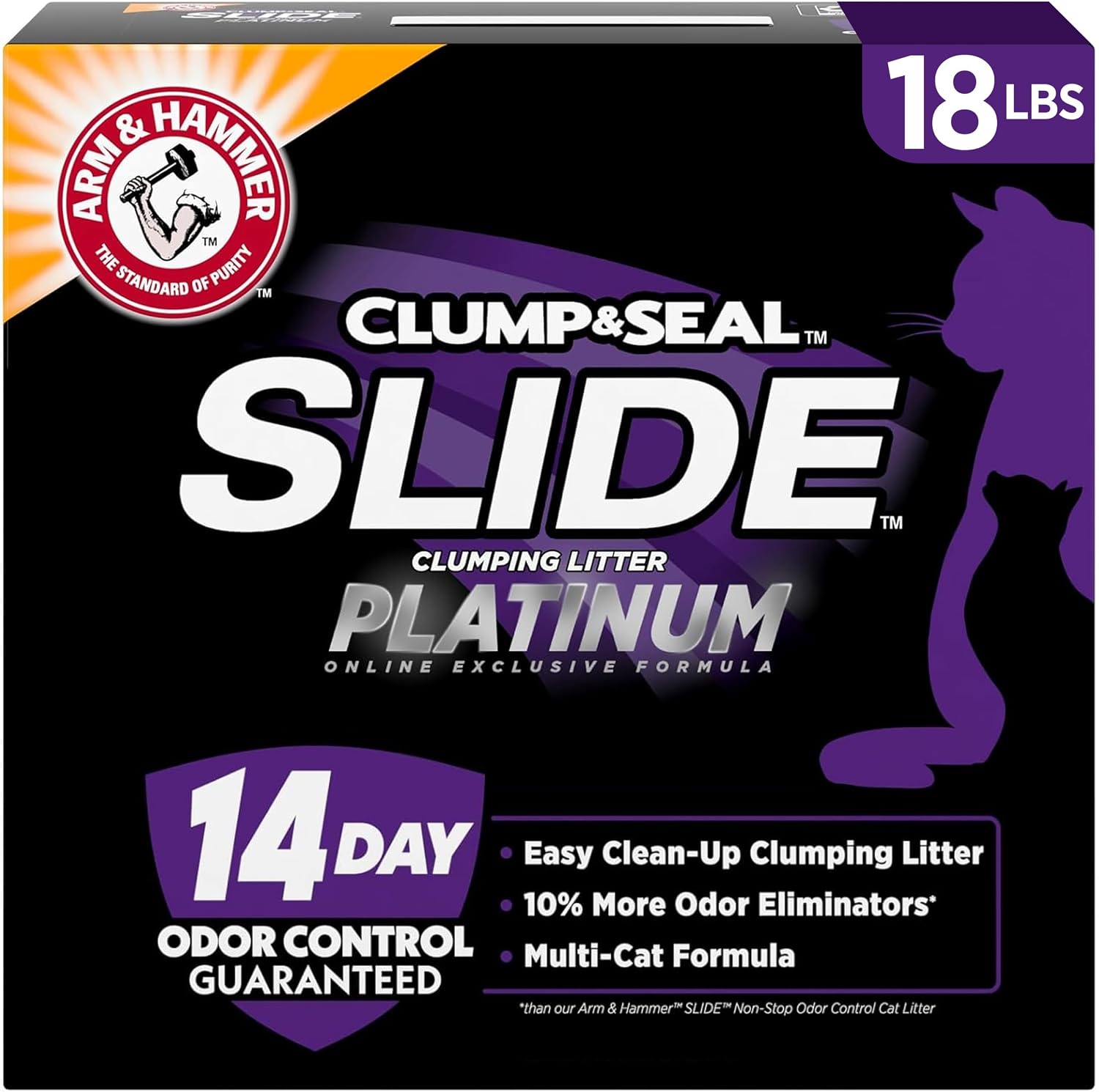 ARM & Hammer Clump & Seal Platinum Clumping Cat Litter, Online Only, 18 Lbs | Clumping Litter, Rock-Hard Clumps, Baking Soda Odor Eliminators, 14-Day Odor Control
