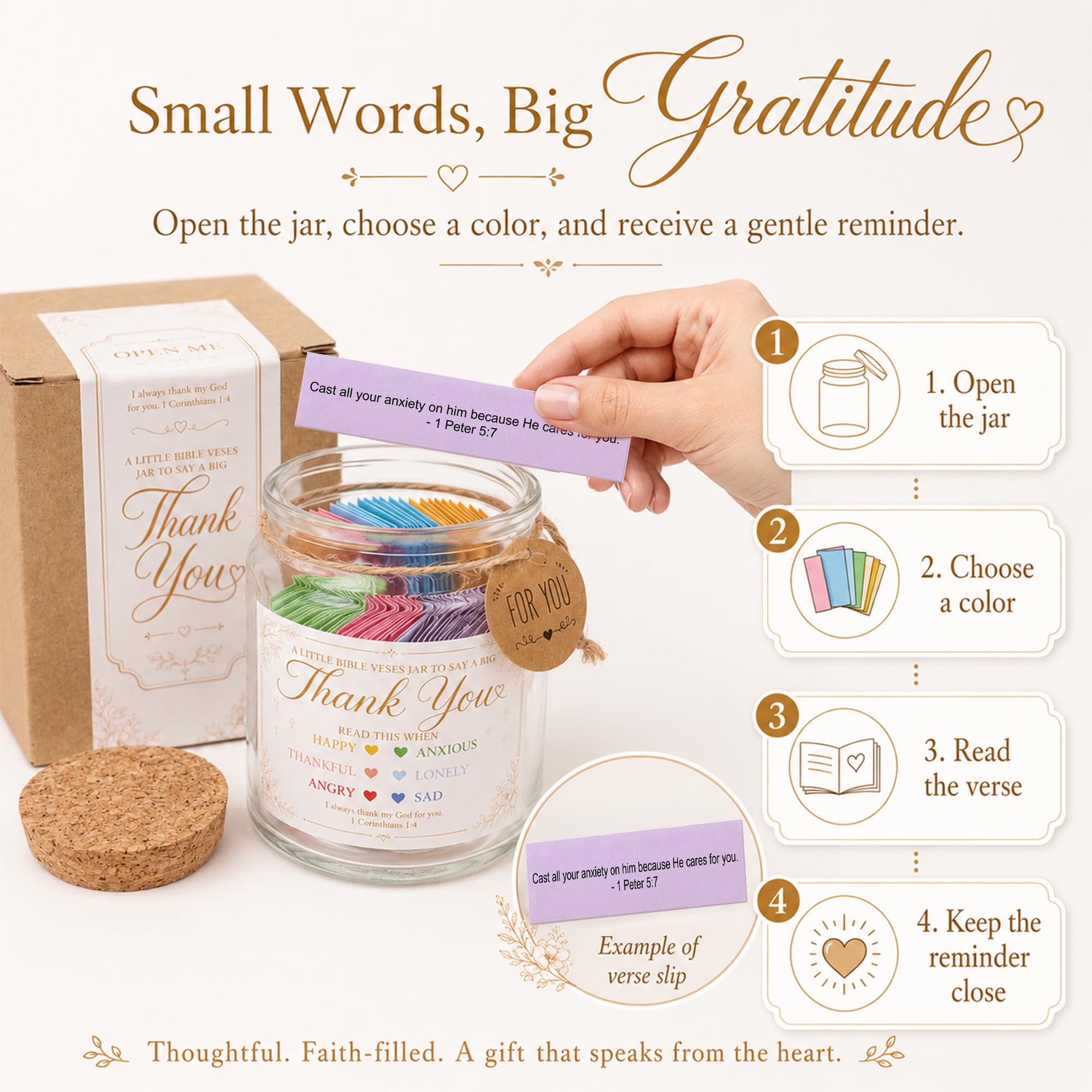 Bible Verses Jar for Daughter – Daughter Gifts From Mom, Graduation Gifts for Daughters, 92 Bible Verses Folded by hand, Christian Gift for Women