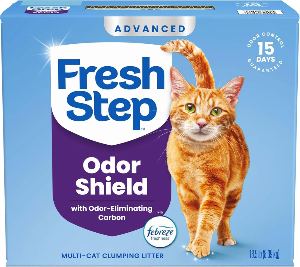 Fresh Step Advanced Odor Shield Clumping Cat Litter with Gain, 18.5 lb, 2Pk | Odor Shield with Ammonia Block Technology, Low Dust, Multi Cat, Compatible with Most Automatic Litter Boxes