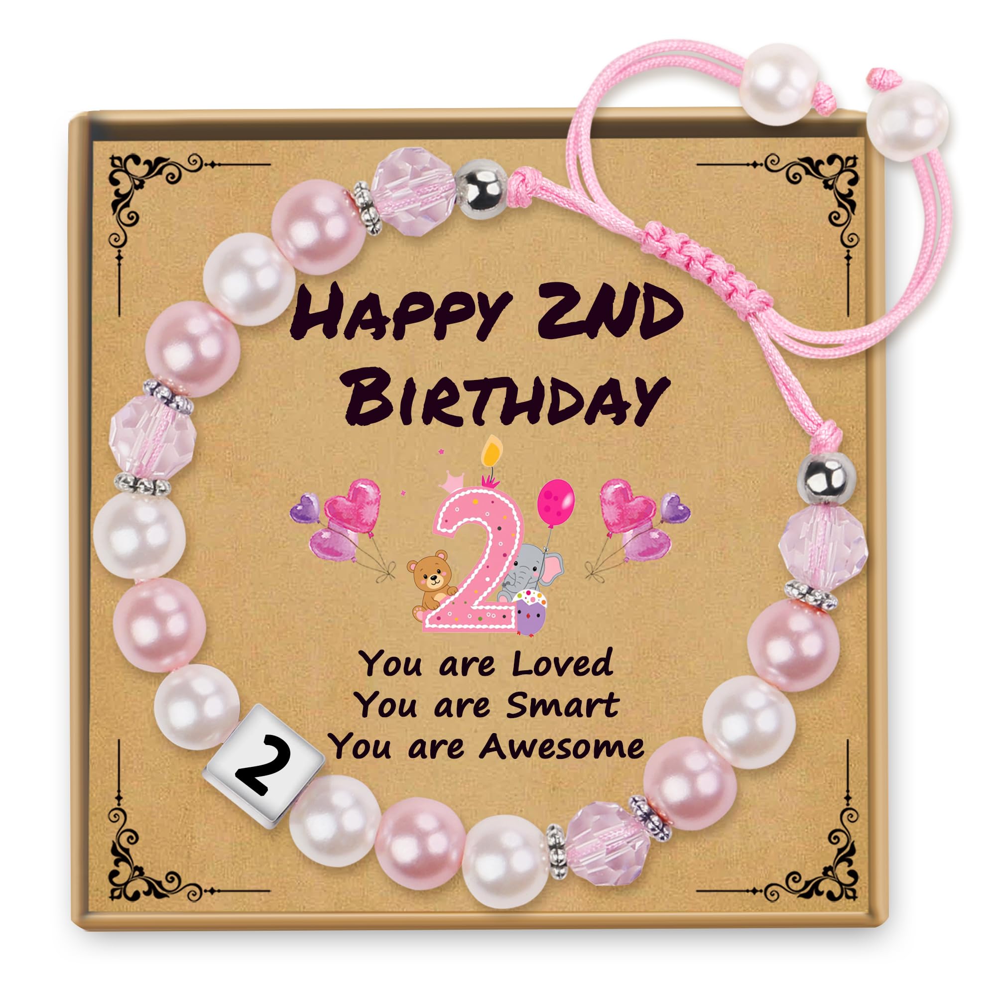 Sereney Birthday Gifts for Girls, 1-16 Year Old Girl Birthday Bracelet Gift | Adjustable Cross Pearl Beaded Bracelet, Happy Birthday Gifts for Daughter Granddaughter Niece, Handmade Link for Happy Bday