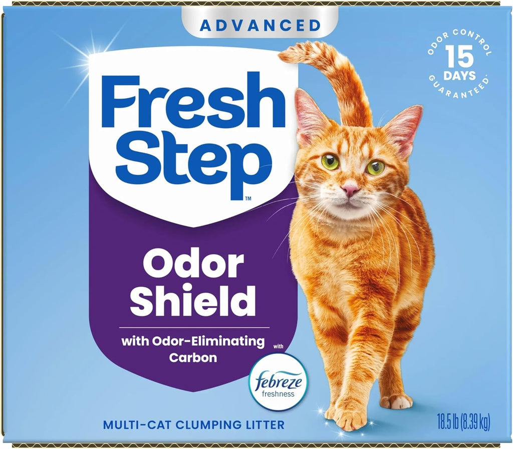 Fresh Step Advanced Odor Shield Clumping Cat Litter with Gain, 18.5 lb, 2Pk | Odor Shield with Ammonia Block Technology, Low Dust, Multi Cat, Compatible with Most Automatic Litter Boxes