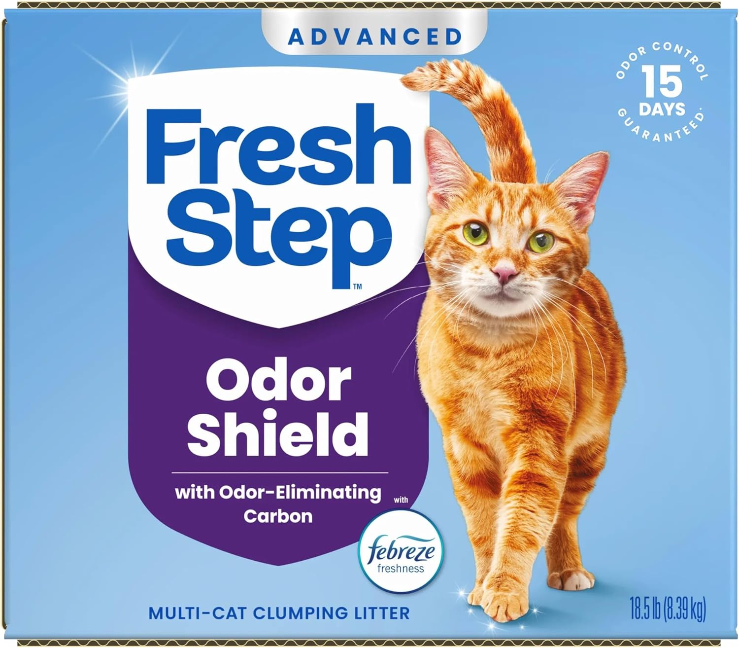 Fresh Step Advanced Odor Shield Clumping Cat Litter with Gain, 18.5 lb, 2Pk | Odor Shield with Ammonia Block Technology, Low Dust, Multi Cat, Compatible with Most Automatic Litter Boxes