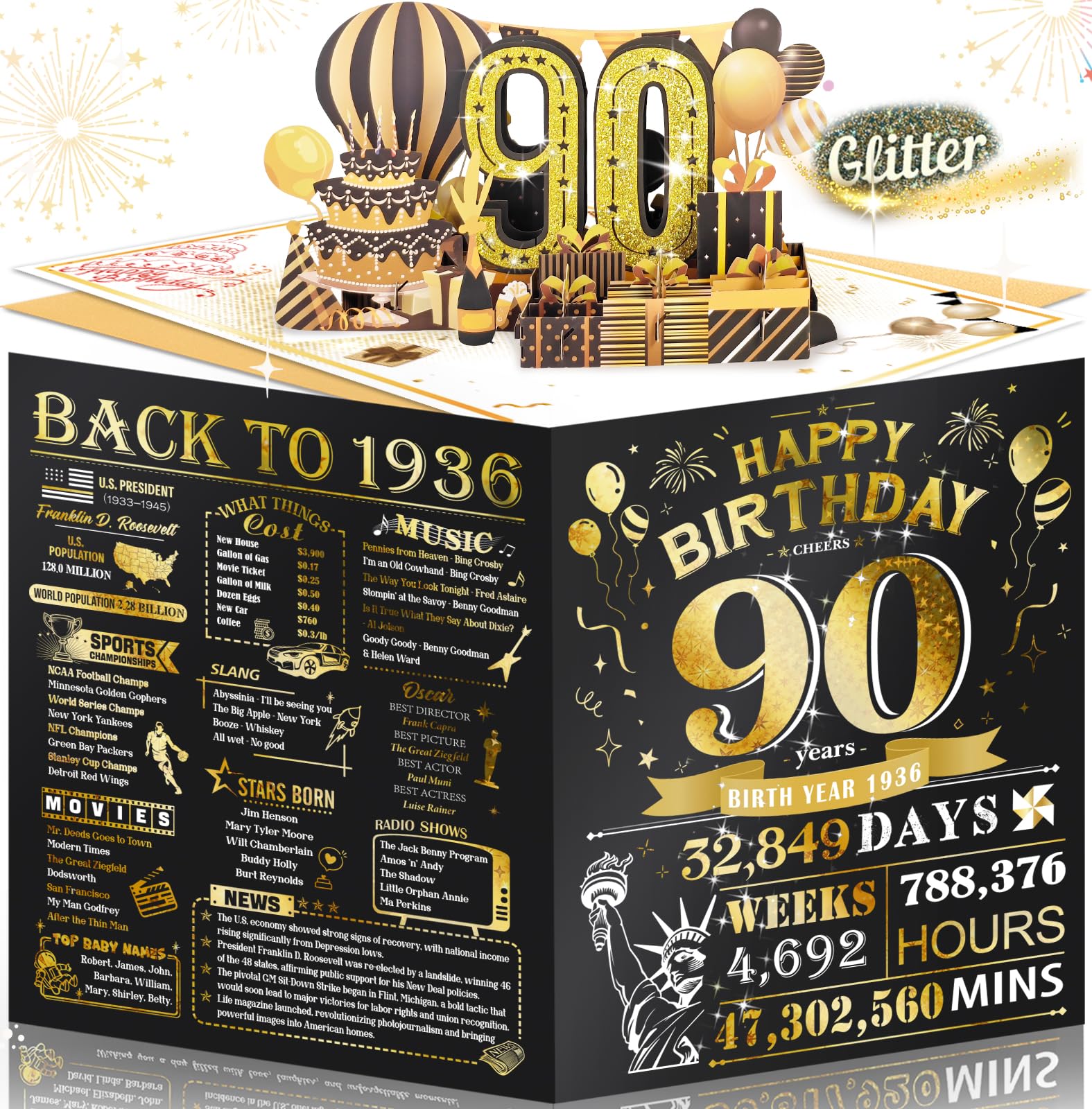 80th Birthday Card for Women Her, Large 3D Pop Up 80th Birthday cards forMom Grandma, Happy 80 Year Old Birthday Decorations for Wife Sister Funny Birthday Gifts, Back to 1946, Pink