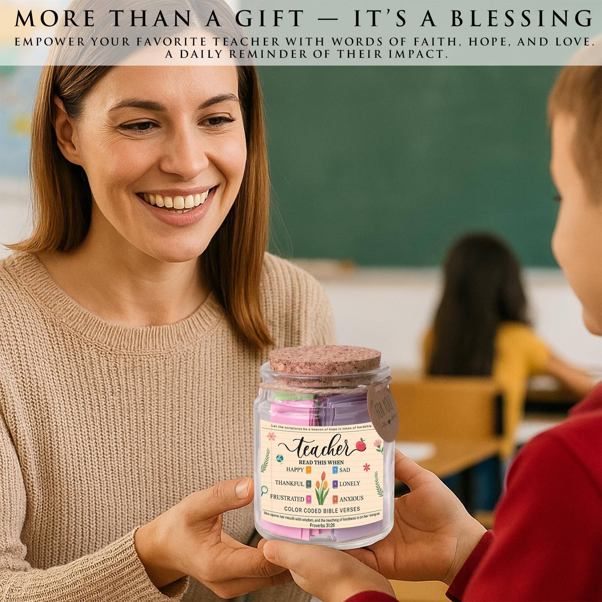 Bible Verses Jar for Daughter – Daughter Gifts From Mom, Graduation Gifts for Daughters, 92 Bible Verses Folded by hand, Christian Gift for Women