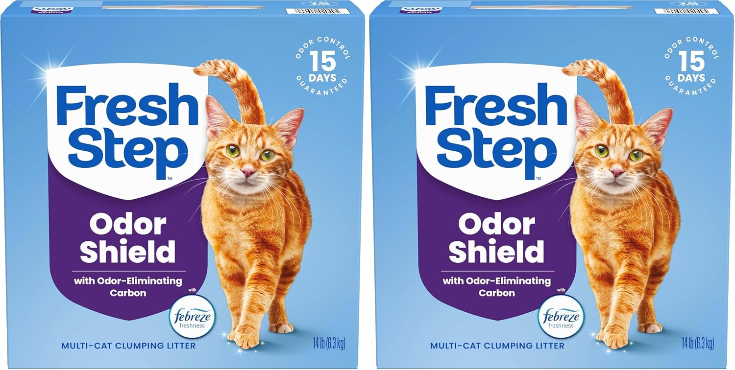 Fresh Step Advanced Odor Shield Clumping Cat Litter with Gain, 18.5 lb, 2Pk | Odor Shield with Ammonia Block Technology, Low Dust, Multi Cat, Compatible with Most Automatic Litter Boxes