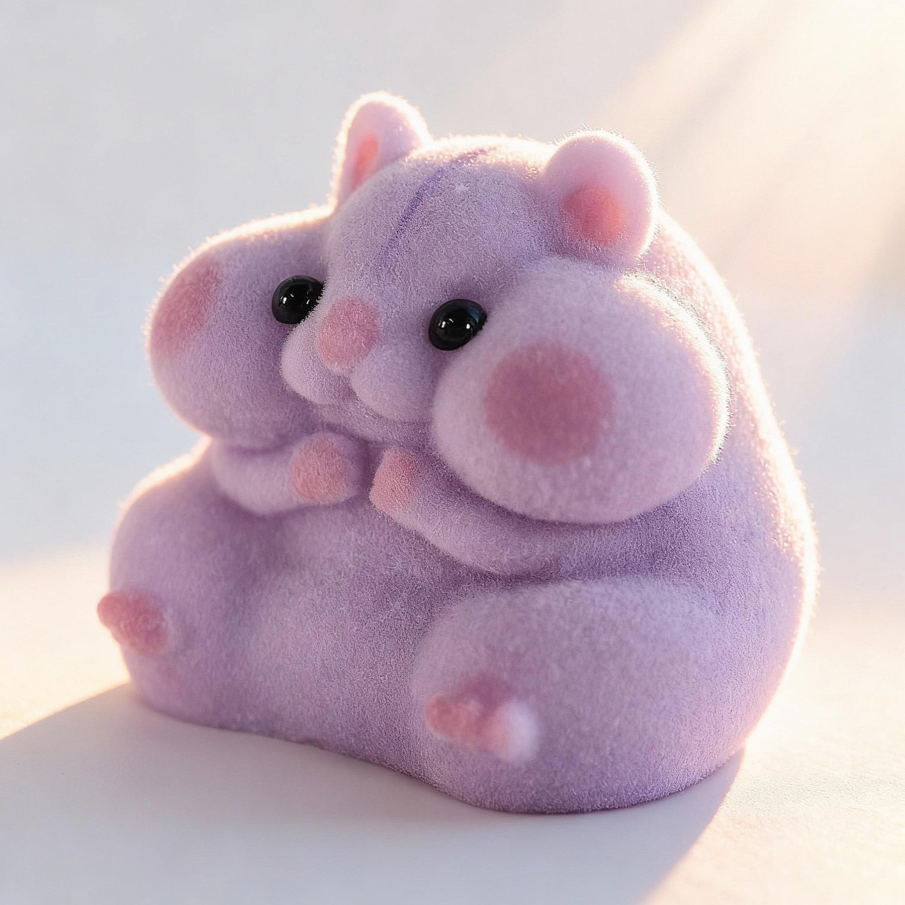 Handmade Taba Squishy Hamster Toy, Cute Squishy Stress Relief Fidget Toy | CUTE SQUEEZE Soft Non-toxic Silicone Butter Cheese Dumpling Squishy, Fuzzy Animal Sensory Toys for Kids Adults, Pink