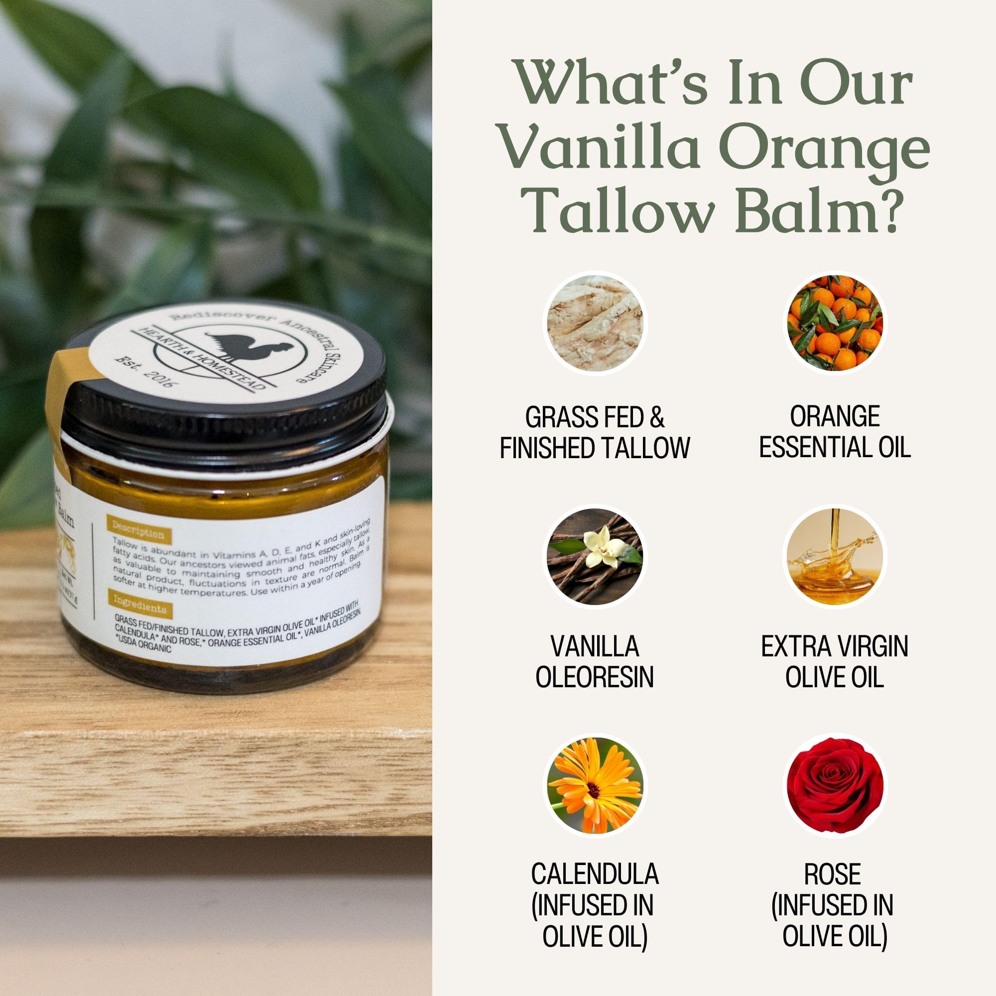 Hearth & Homestead Whipped Beef Tallow for Skin & Face, Unscented, 1.3oz | 100% Grass Fed & Finished, Eczema Cream & Body Butter, Only Organic Ingredients, For Skin & Face