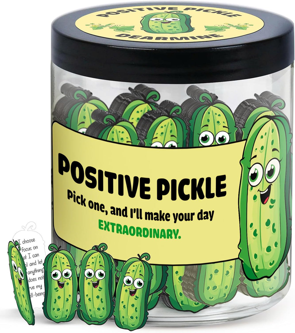 DEARMINE 60 Positive Pickle Cards Jar, Birthday Gifts for Women, Teens, Adults, Back to School Gift, White Elephant Gifts, Stocking Stuffers, Teen Girl Gifts Trendy Stuff