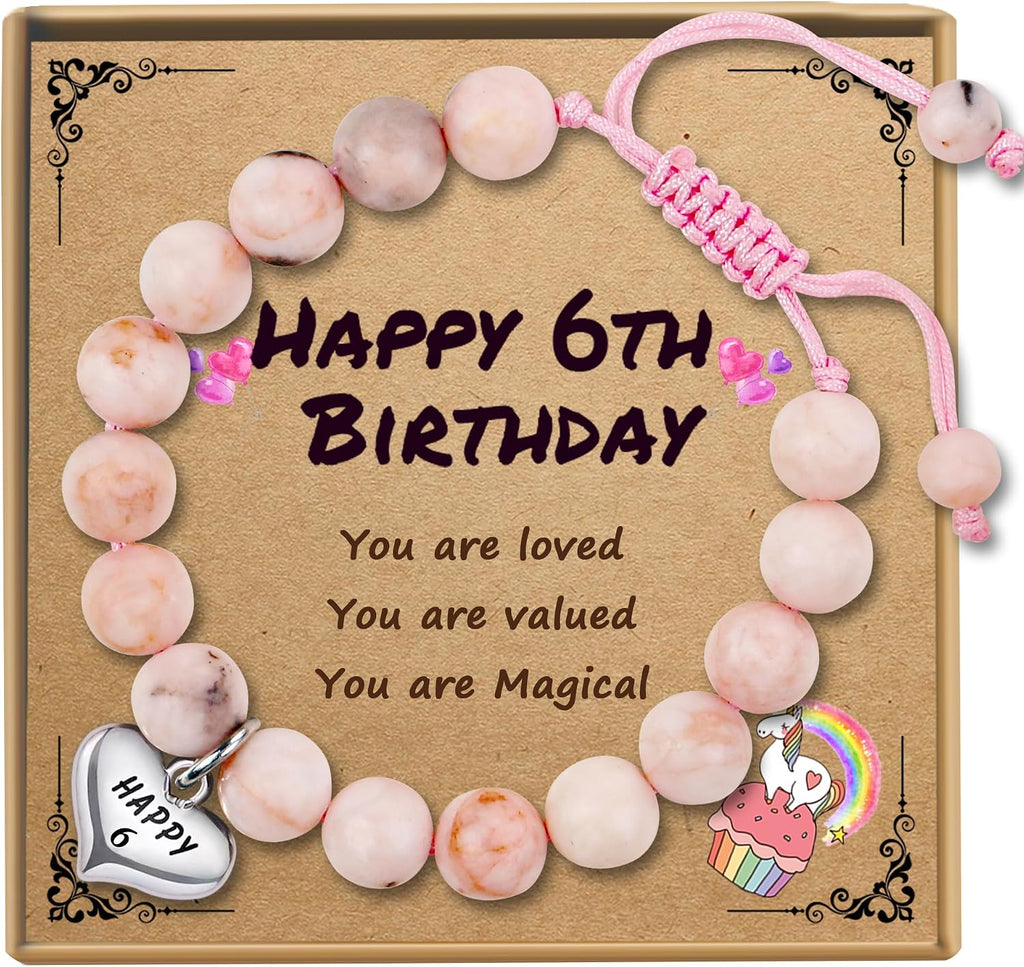Sereney Birthday Gifts for Girls, 1-16 Year Old Girl Birthday Bracelet Gift | Adjustable Cross Pearl Beaded Bracelet, Happy Birthday Gifts for Daughter Granddaughter Niece, Handmade Link for Happy Bday
