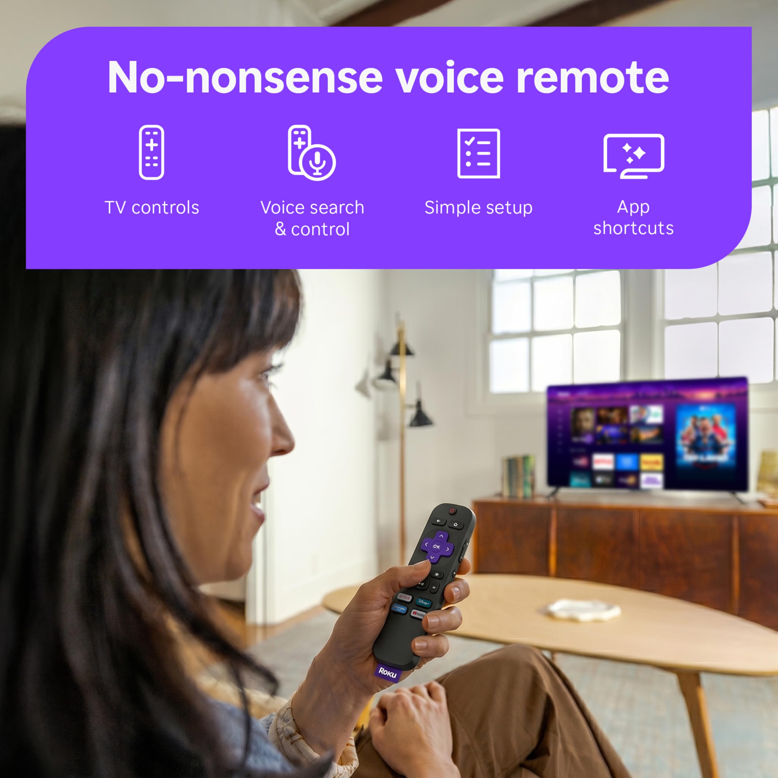 Roku Streaming Stick HD with Voice Remote | Compact 4K Streaming Device for TV with Roku Voice Remote & Long-Range Wi-Fi - Free & Live Local News, Sports