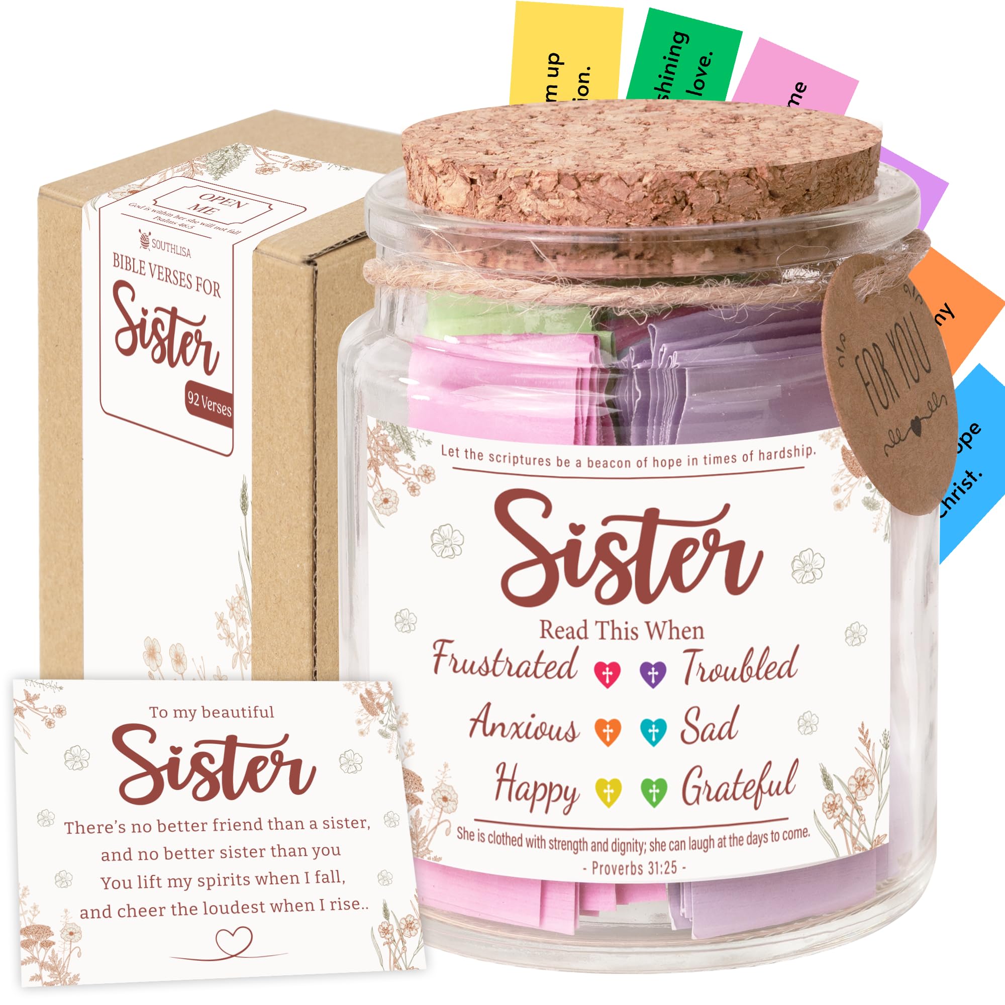 Bible Verses Jar for Daughter – Daughter Gifts From Mom, Graduation Gifts for Daughters, 92 Bible Verses Folded by hand, Christian Gift for Women