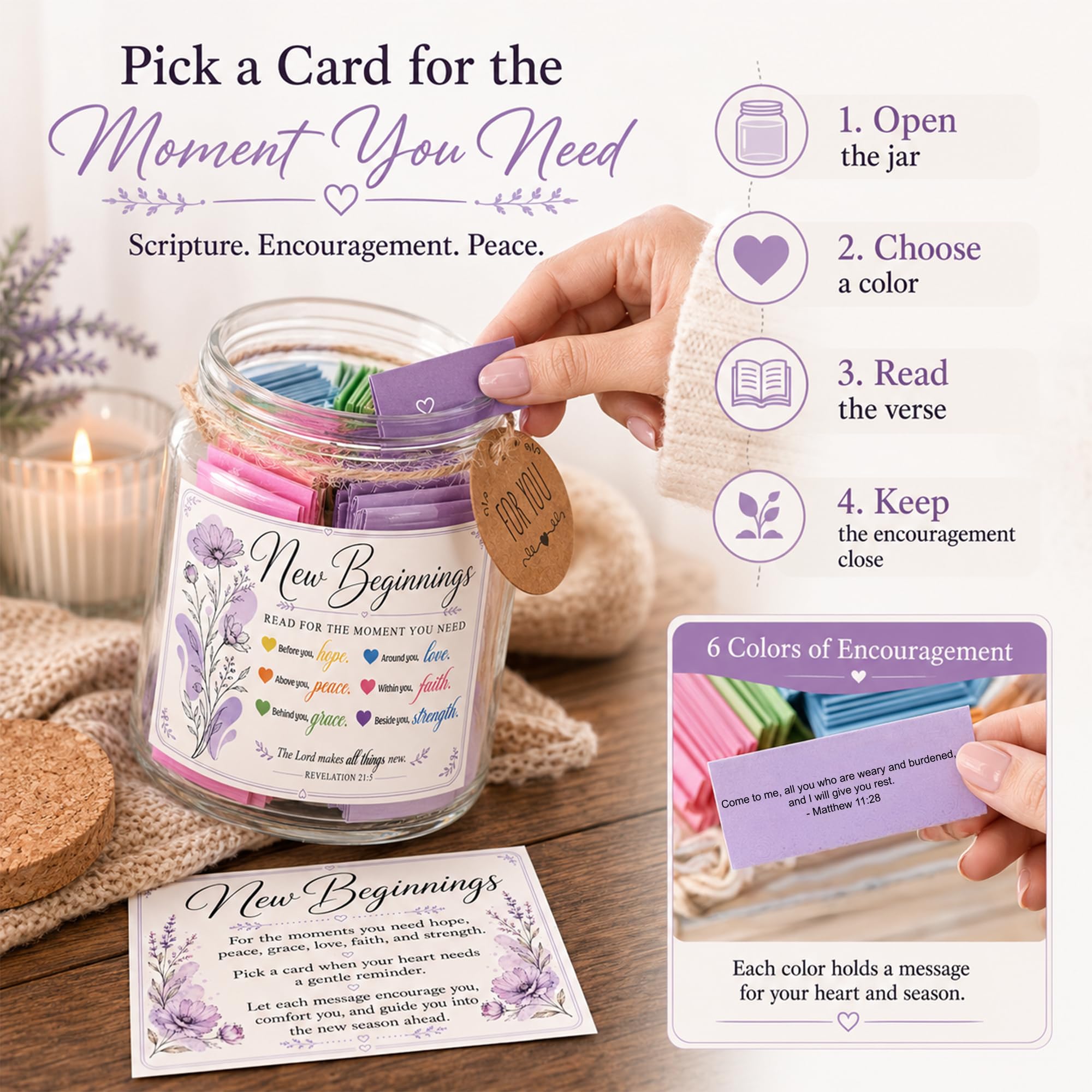 Bible Verses Jar for Daughter – Daughter Gifts From Mom, Graduation Gifts for Daughters, 92 Bible Verses Folded by hand, Christian Gift for Women