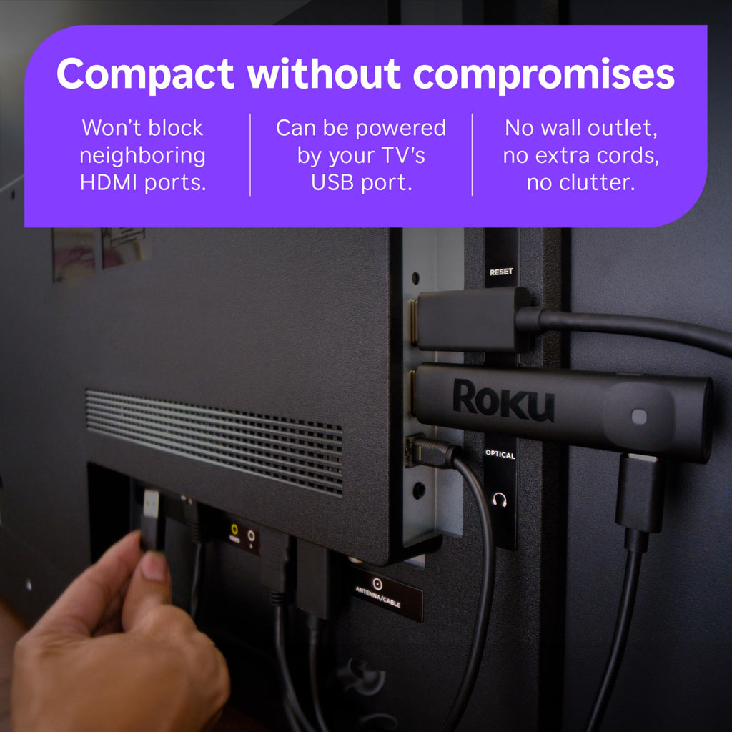 Roku Streaming Stick HD with Voice Remote | Compact 4K Streaming Device for TV with Roku Voice Remote & Long-Range Wi-Fi - Free & Live Local News, Sports