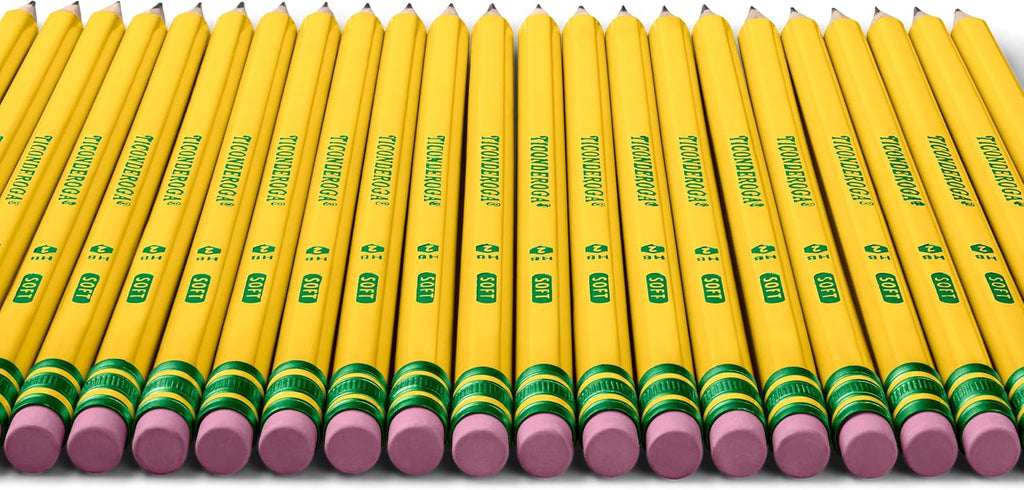 Ticonderoga Wood-Cased Pencils, Pre-Sharpened | #2 HB Soft, Yellow, 30 Count, Standard Size, High Quality Eraser