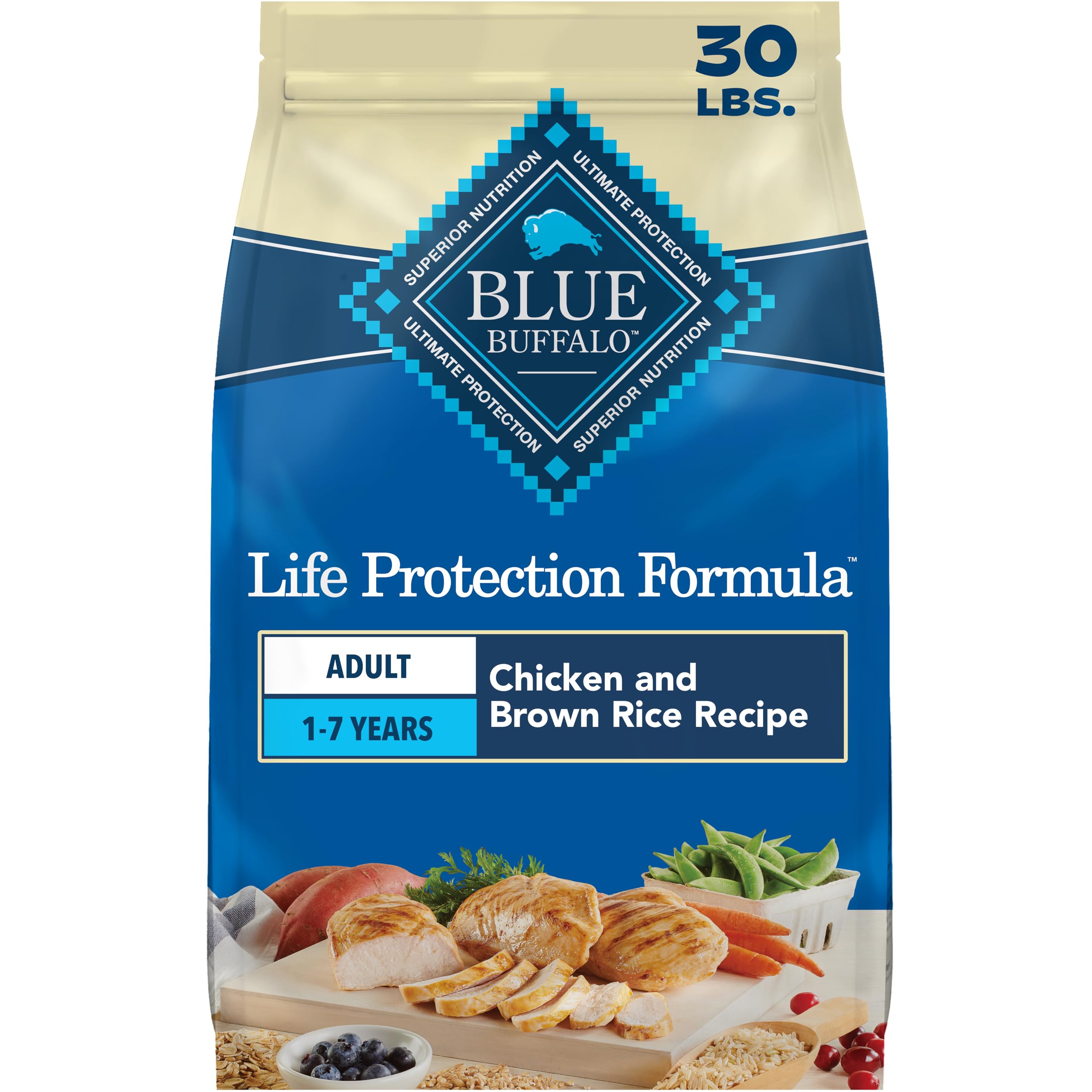 Blue Buffalo Life Protection Formula Chicken Adult Dry Dog Food, 5 lb | Real Chicken #1 Ingredient, Supports Immunity with Antioxidant-Rich LifeSource Bits, Promotes Healthy Muscle Development