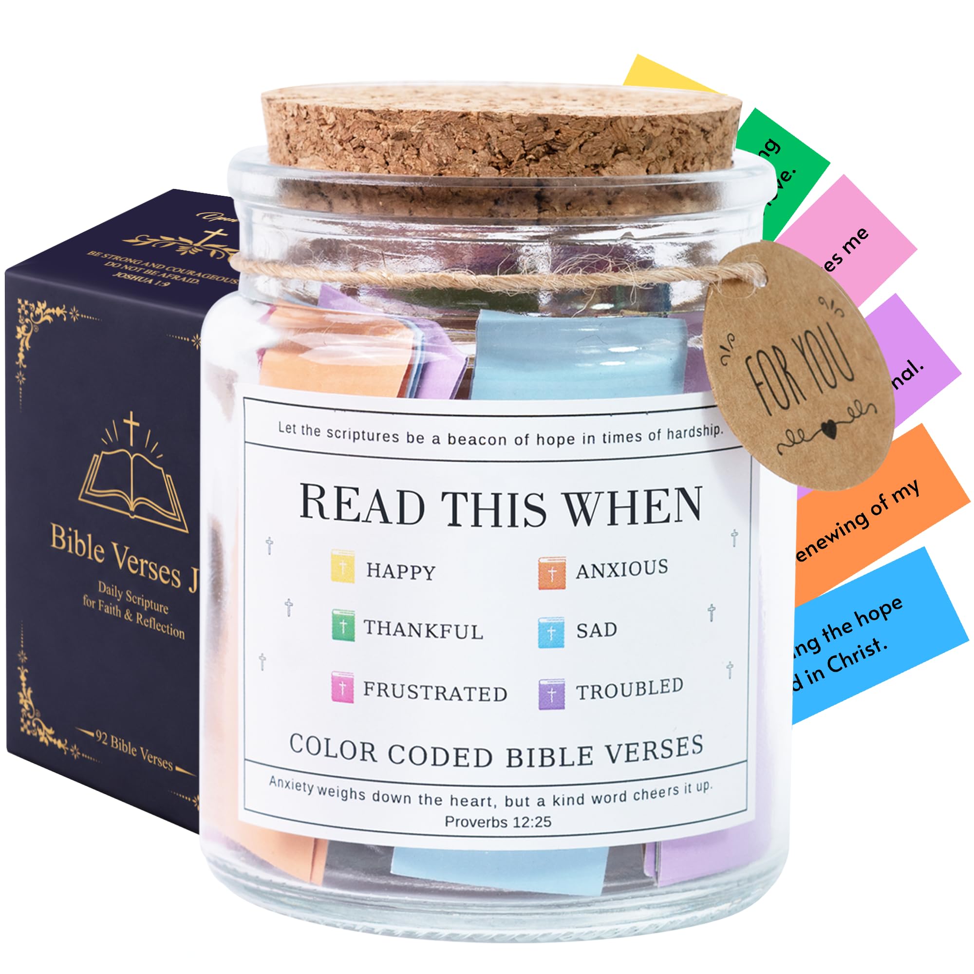 Bible Verses Jar for Daughter – Daughter Gifts From Mom, Graduation Gifts for Daughters, 92 Bible Verses Folded by hand, Christian Gift for Women