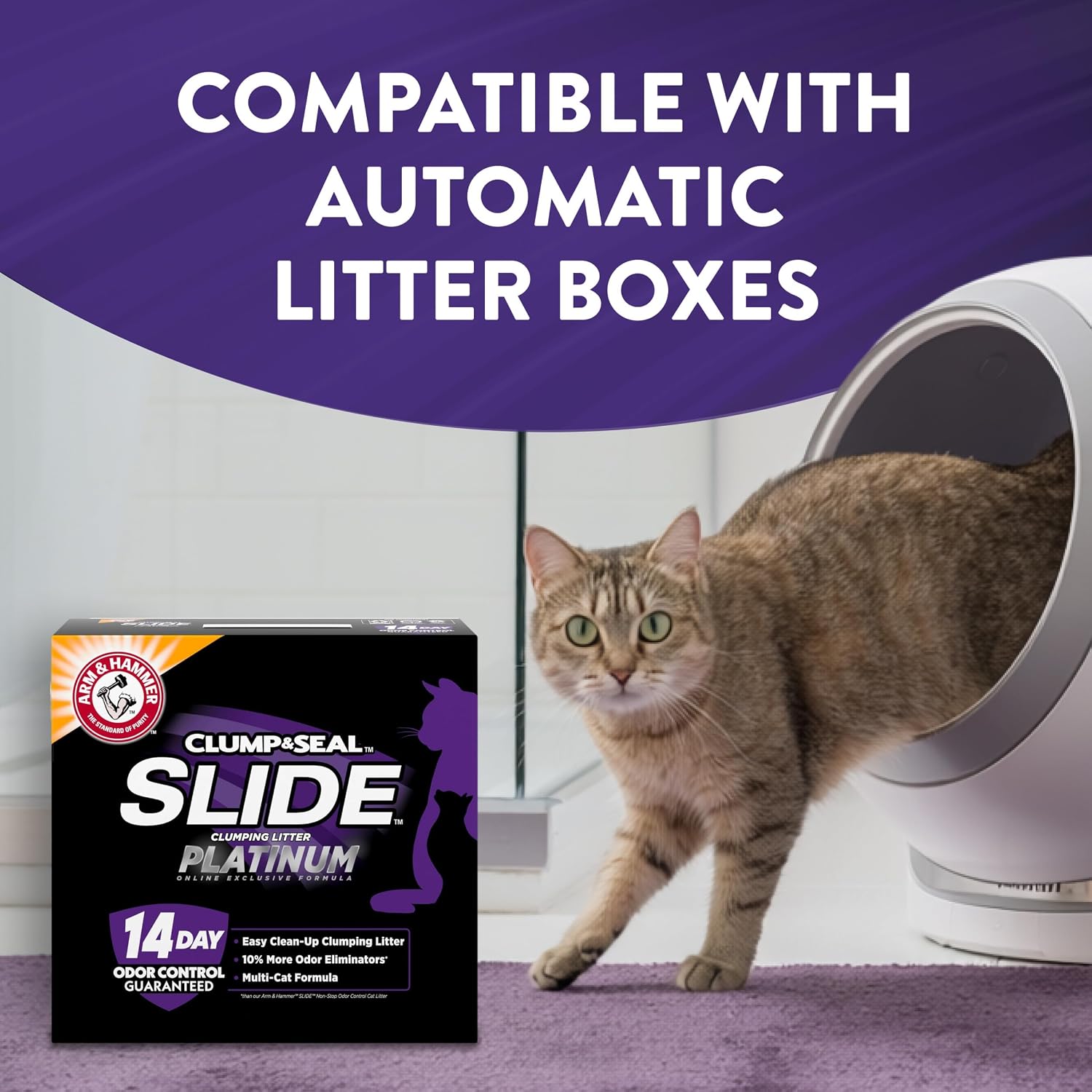 ARM & Hammer Clump & Seal Platinum Clumping Cat Litter, Online Only, 18 Lbs | Clumping Litter, Rock-Hard Clumps, Baking Soda Odor Eliminators, 14-Day Odor Control