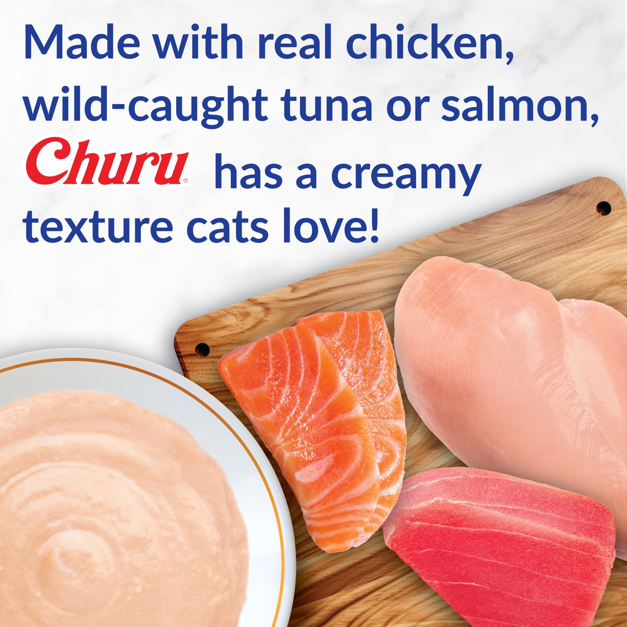 INABA Churu Cat Treats, Lickable, Squeezable Creamy Purée Cat Treat with Green Tea Extract & Taurine, 0.5 Ounces Each Tube, 20 Tubes, Tuna & Seafood Variety Box