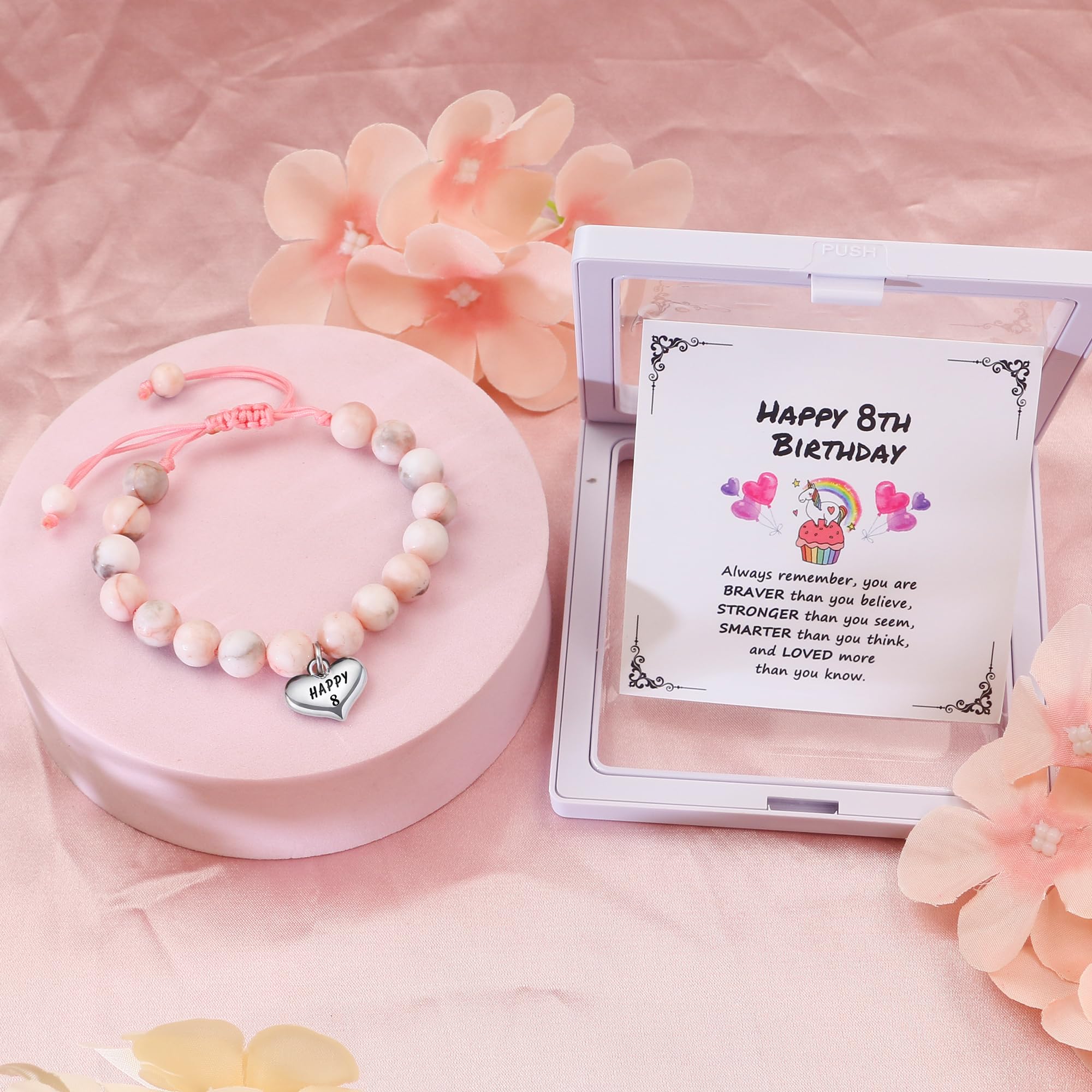 Sereney Birthday Gifts for Girls, 1-16 Year Old Girl Birthday Bracelet Gift | Adjustable Cross Pearl Beaded Bracelet, Happy Birthday Gifts for Daughter Granddaughter Niece, Handmade Link for Happy Bday