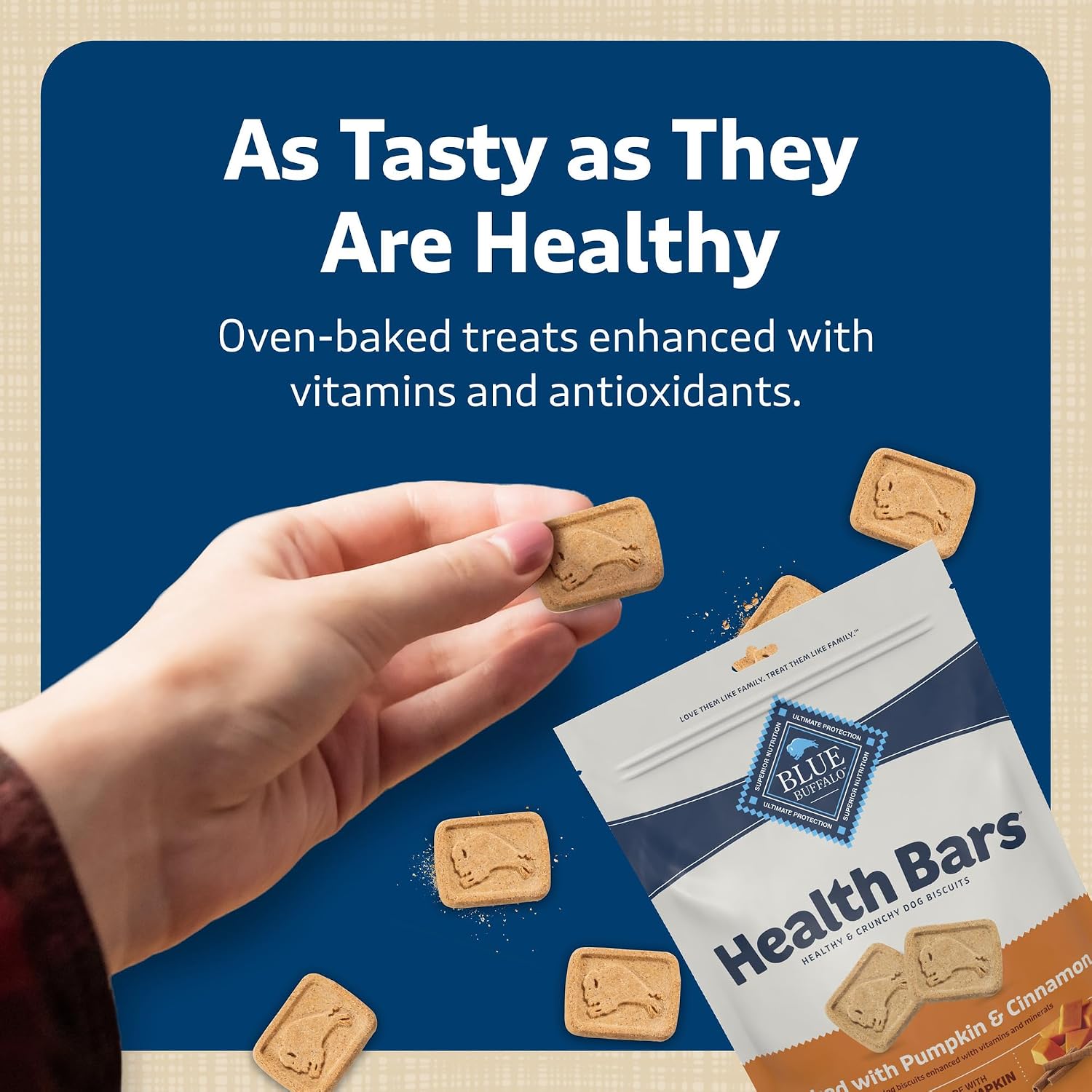 Blue Buffalo Health Bars Pumpkin & Cinnamon Dog Biscuits, 16 oz | Oven-Baked, Crunchy Texture, No Chicken By-Product, Corn, Wheat, or Soy