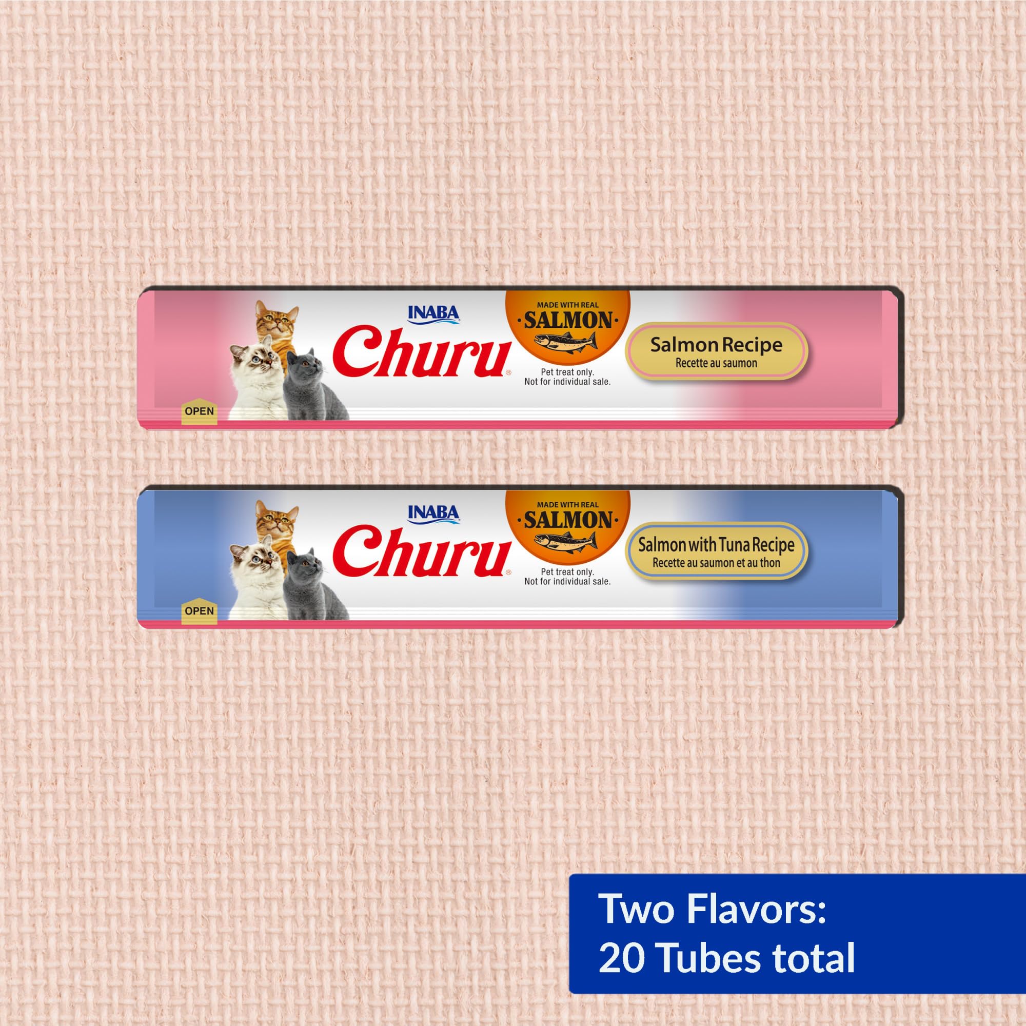 INABA Churu Cat Treats, Lickable, Squeezable Creamy Purée Cat Treat with Green Tea Extract & Taurine, 0.5 Ounces Each Tube, 20 Tubes, Tuna & Seafood Variety Box