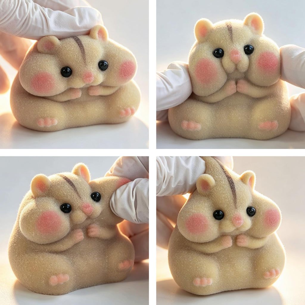 Handmade Taba Squishy Hamster Toy, Cute Squishy Stress Relief Fidget Toy | CUTE SQUEEZE Soft Non-toxic Silicone Butter Cheese Dumpling Squishy, Fuzzy Animal Sensory Toys for Kids Adults, Pink