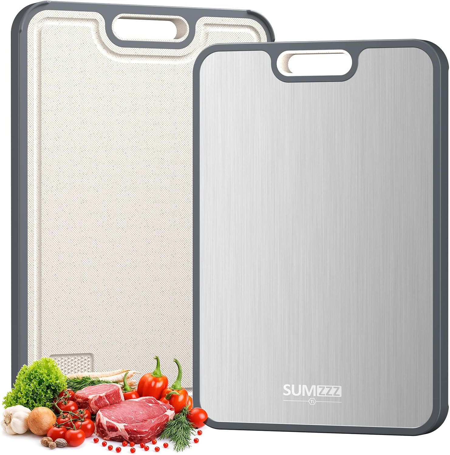 Titanium Cutting Board for Kitchen, Pure Titanium/PP, Size 16”×11” | Food Grade Materials, Separate Prep Surfaces for Raw & Cooked Food, Odor Resistant, Easy to Clean, Durable Kitchen Essential
