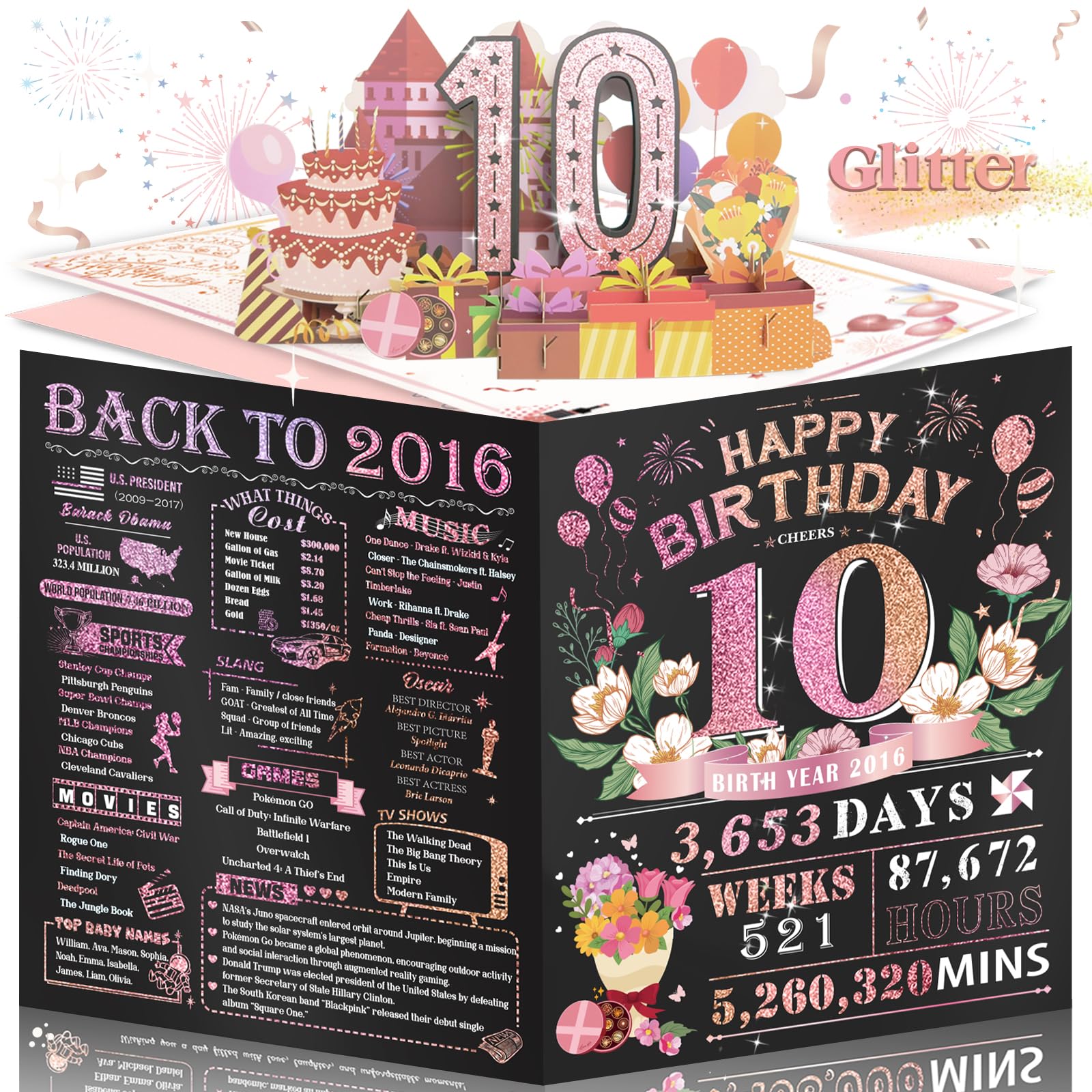 80th Birthday Card for Women Her, Large 3D Pop Up 80th Birthday cards forMom Grandma, Happy 80 Year Old Birthday Decorations for Wife Sister Funny Birthday Gifts, Back to 1946, Pink