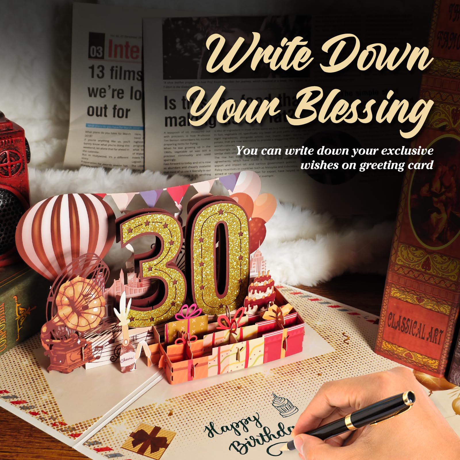 80th Birthday Card for Women Her, Large 3D Pop Up 80th Birthday cards forMom Grandma, Happy 80 Year Old Birthday Decorations for Wife Sister Funny Birthday Gifts, Back to 1946, Pink