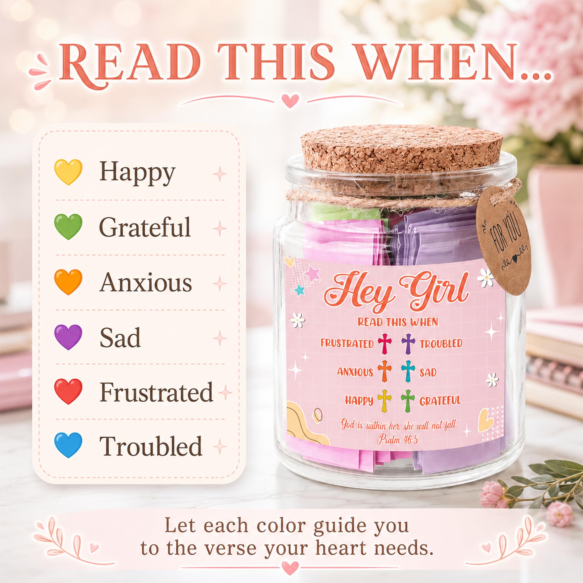 Bible Verses Jar for Daughter – Daughter Gifts From Mom, Graduation Gifts for Daughters, 92 Bible Verses Folded by hand, Christian Gift for Women