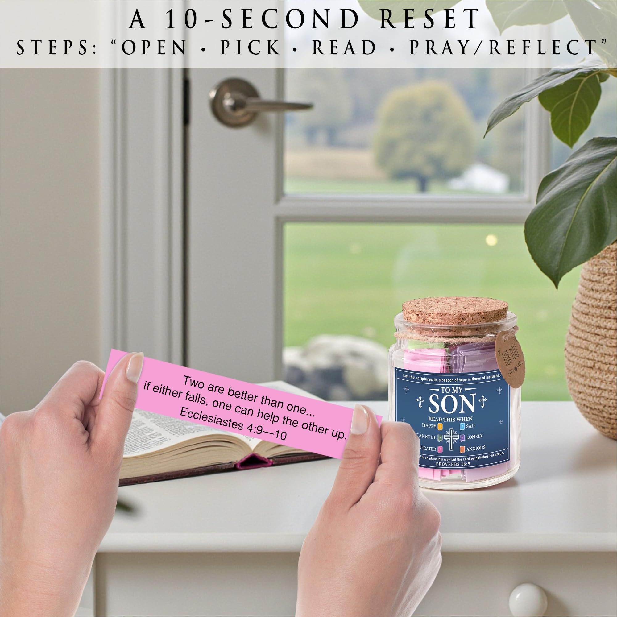 Bible Verses Jar for Daughter – Daughter Gifts From Mom, Graduation Gifts for Daughters, 92 Bible Verses Folded by hand, Christian Gift for Women