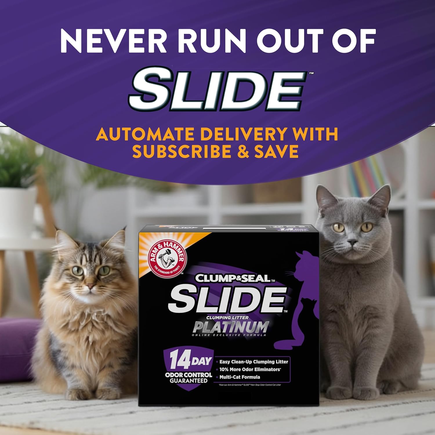 ARM & Hammer Clump & Seal Platinum Clumping Cat Litter, Online Only, 18 Lbs | Clumping Litter, Rock-Hard Clumps, Baking Soda Odor Eliminators, 14-Day Odor Control