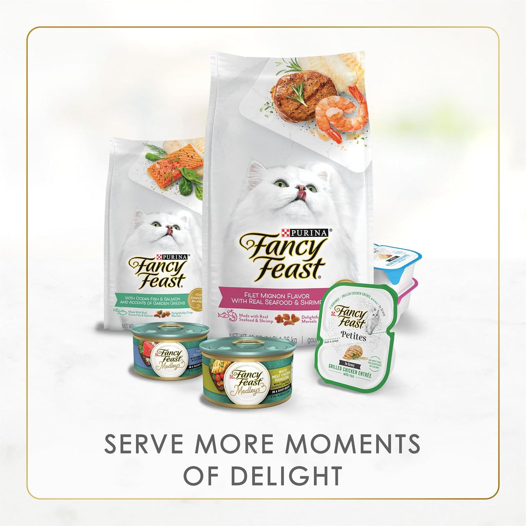 Purina Fancy Feast Gravy Lovers, Poultry & Beef Wet Cat Food, 3oz, 24-Pack | Variety Pack, grilled gourmet texture made with no artificial colors or preservatives, 100 percent complete and balanced