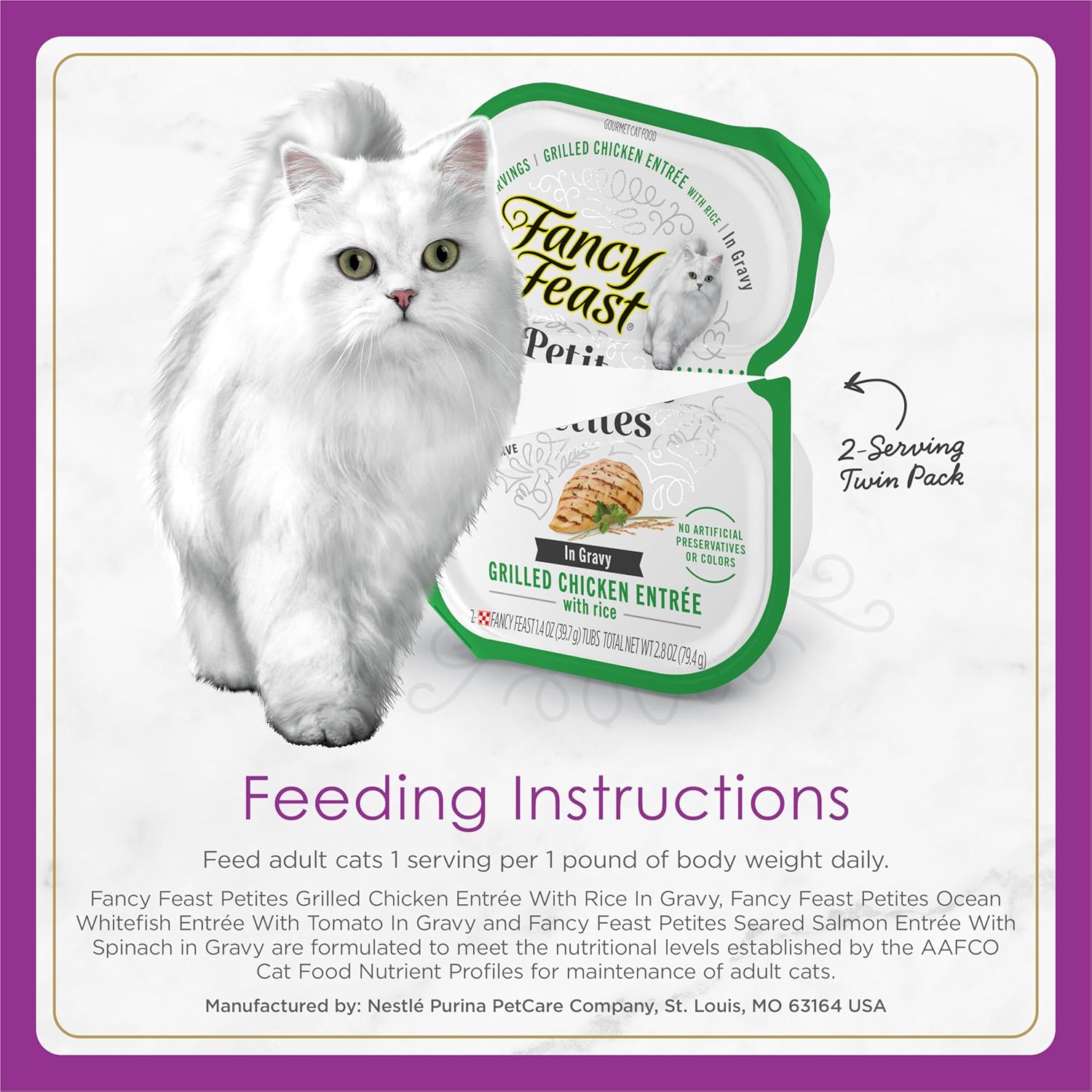 Purina Fancy Feast Gravy Lovers, Poultry & Beef Wet Cat Food, 3oz, 24-Pack | Variety Pack, grilled gourmet texture made with no artificial colors or preservatives, 100 percent complete and balanced
