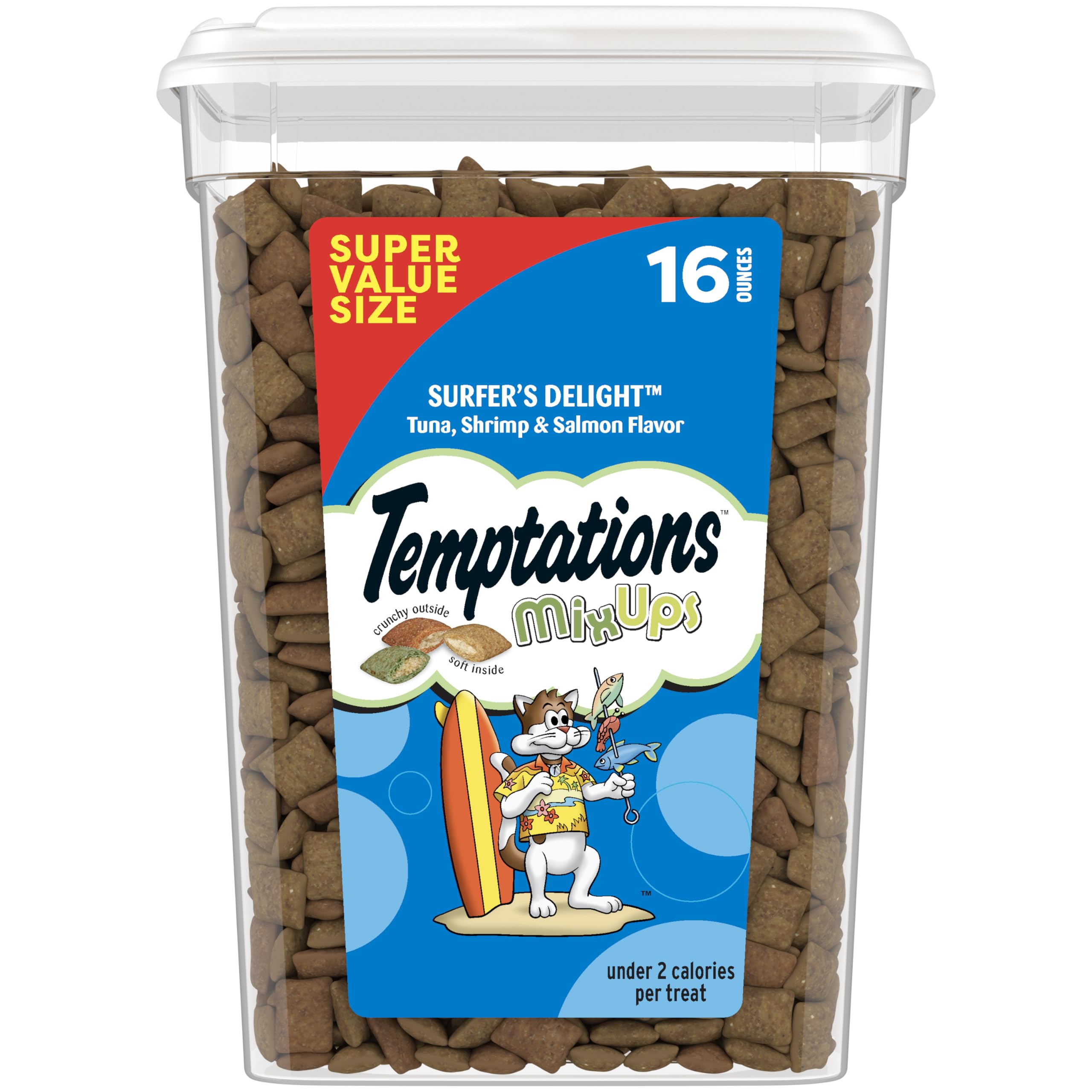Temptations Classic Crunchy and Soft Cat Treats, Tasty Chicken, 30 oz | Under 2 calories per treat, crunchy outside & soft inside, resealable tub, use as meal or topper, 100% complete & balanced