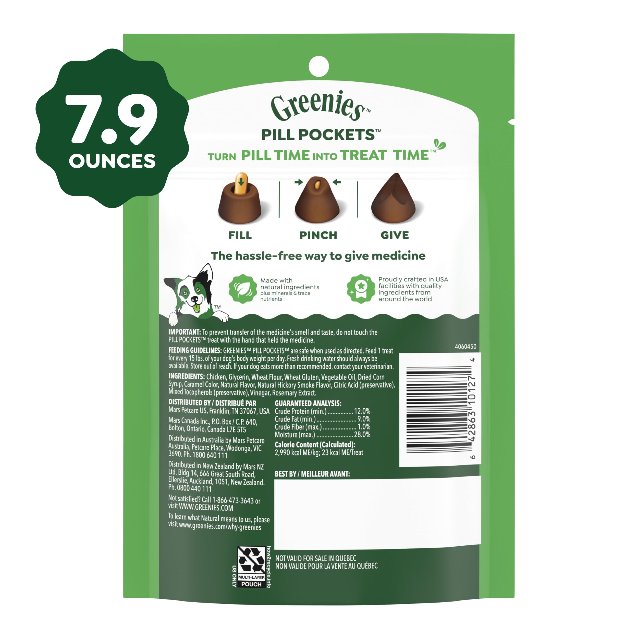 Greenies Pill Pockets Large Size Dog Treats, Peanut Butter, 15.8 oz | Vet-recommended, capsule size, low calorie, odor masking, stress- and mess-free medication experience