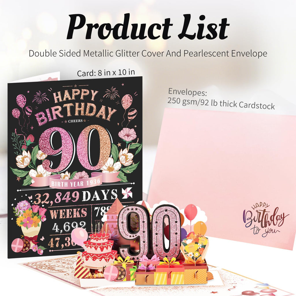 80th Birthday Card for Women Her, Large 3D Pop Up 80th Birthday cards forMom Grandma, Happy 80 Year Old Birthday Decorations for Wife Sister Funny Birthday Gifts, Back to 1946, Pink