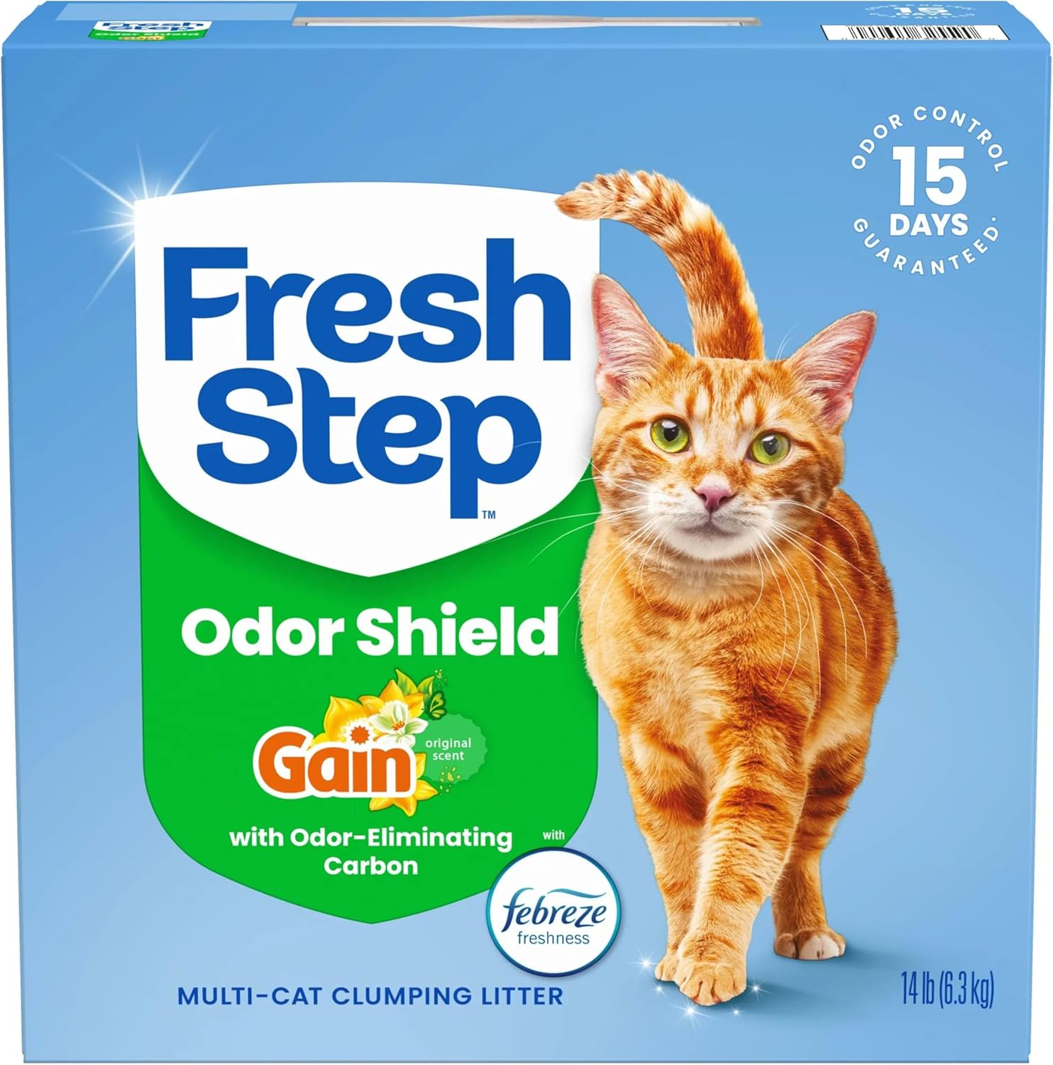 Fresh Step Advanced Odor Shield Clumping Cat Litter with Gain, 18.5 lb, 2Pk | Odor Shield with Ammonia Block Technology, Low Dust, Multi Cat, Compatible with Most Automatic Litter Boxes