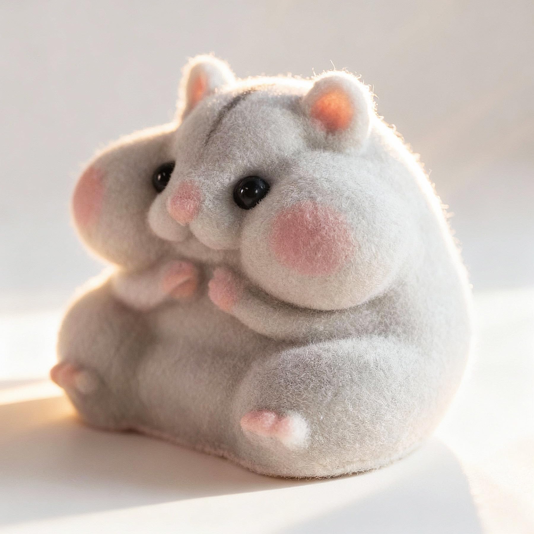 Handmade Taba Squishy Hamster Toy, Cute Squishy Stress Relief Fidget Toy | CUTE SQUEEZE Soft Non-toxic Silicone Butter Cheese Dumpling Squishy, Fuzzy Animal Sensory Toys for Kids Adults, Pink