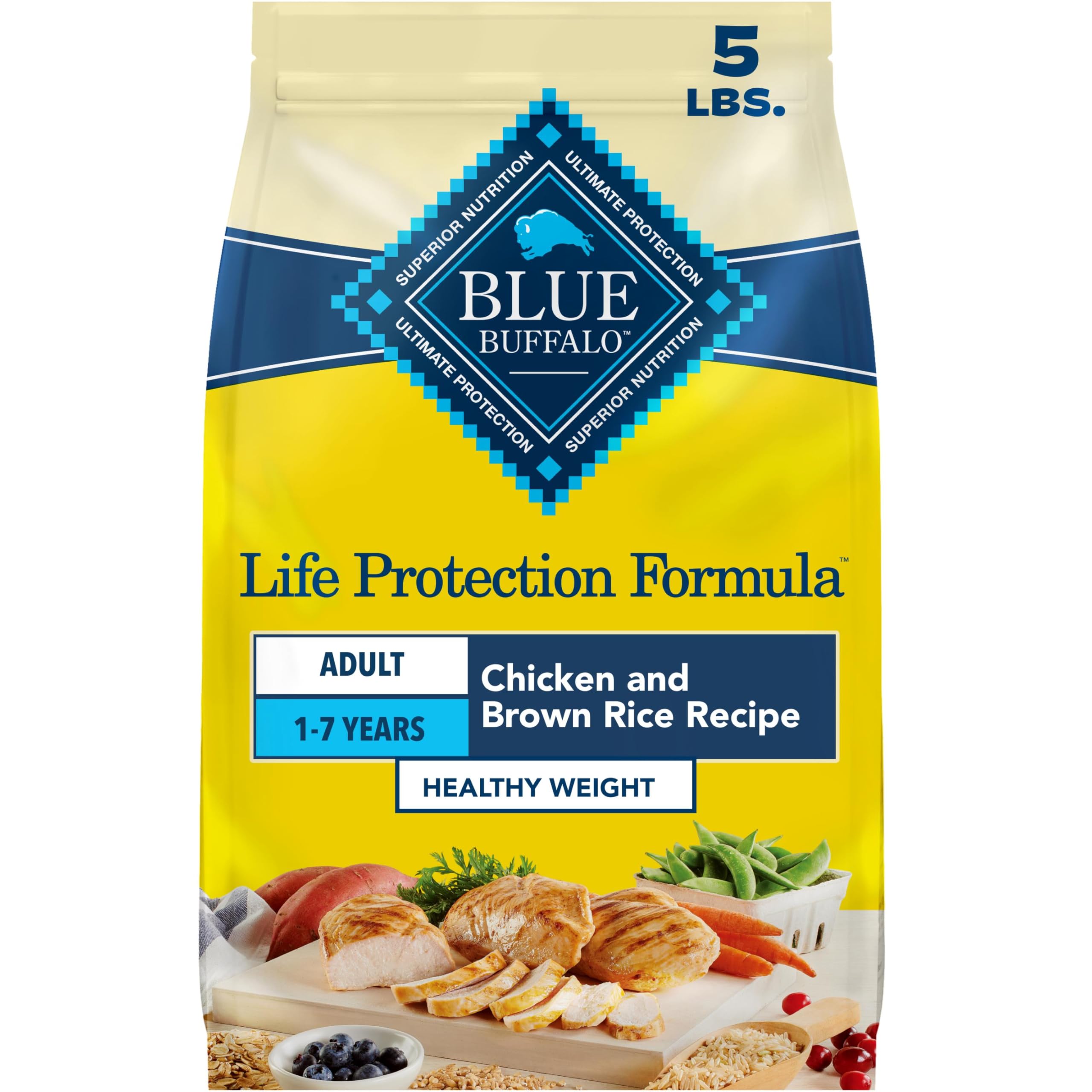 Blue Buffalo Life Protection Formula Chicken Adult Dry Dog Food, 5 lb | Real Chicken #1 Ingredient, Supports Immunity with Antioxidant-Rich LifeSource Bits, Promotes Healthy Muscle Development