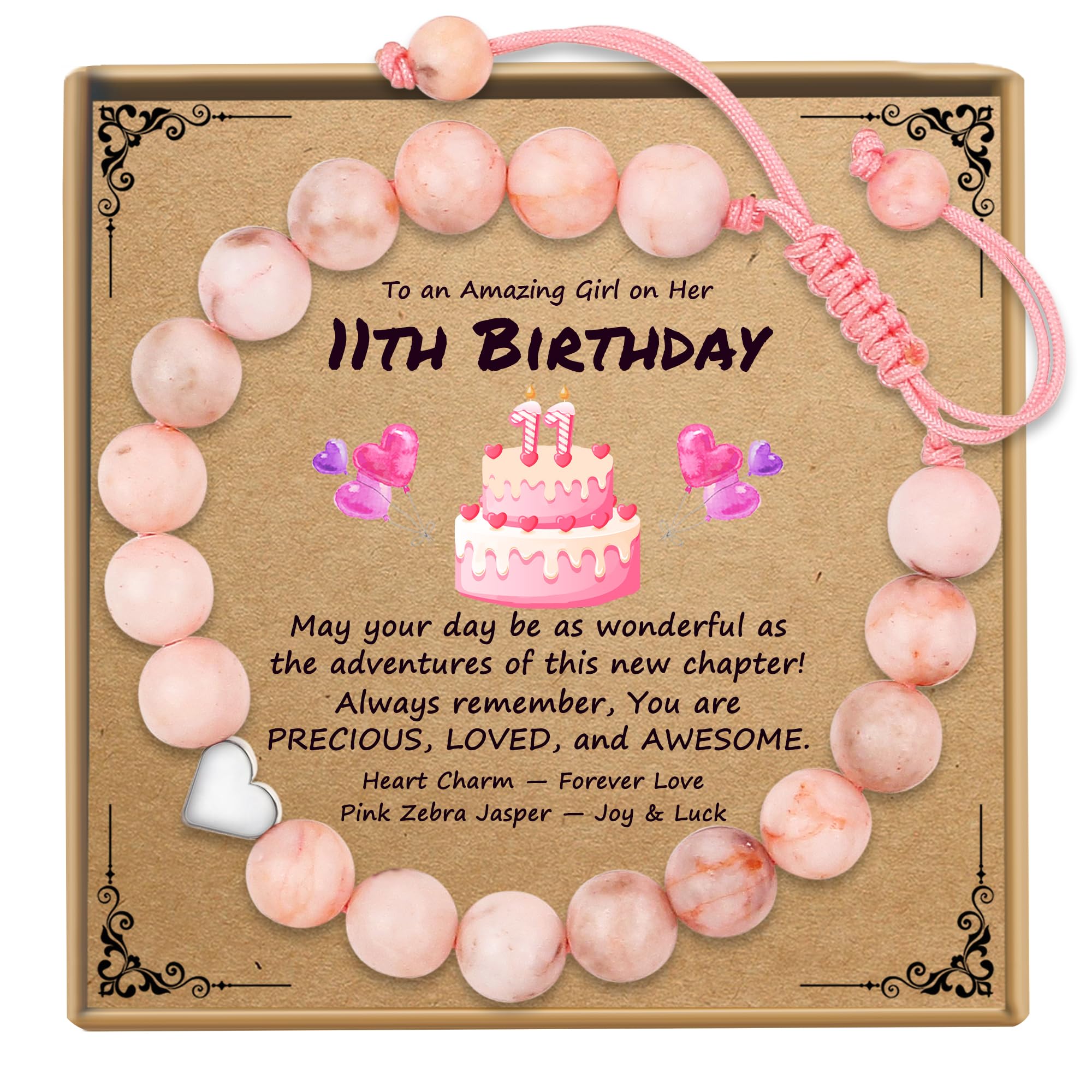 Sereney Birthday Gifts for Girls, 1-16 Year Old Girl Birthday Bracelet Gift | Adjustable Cross Pearl Beaded Bracelet, Happy Birthday Gifts for Daughter Granddaughter Niece, Handmade Link for Happy Bday